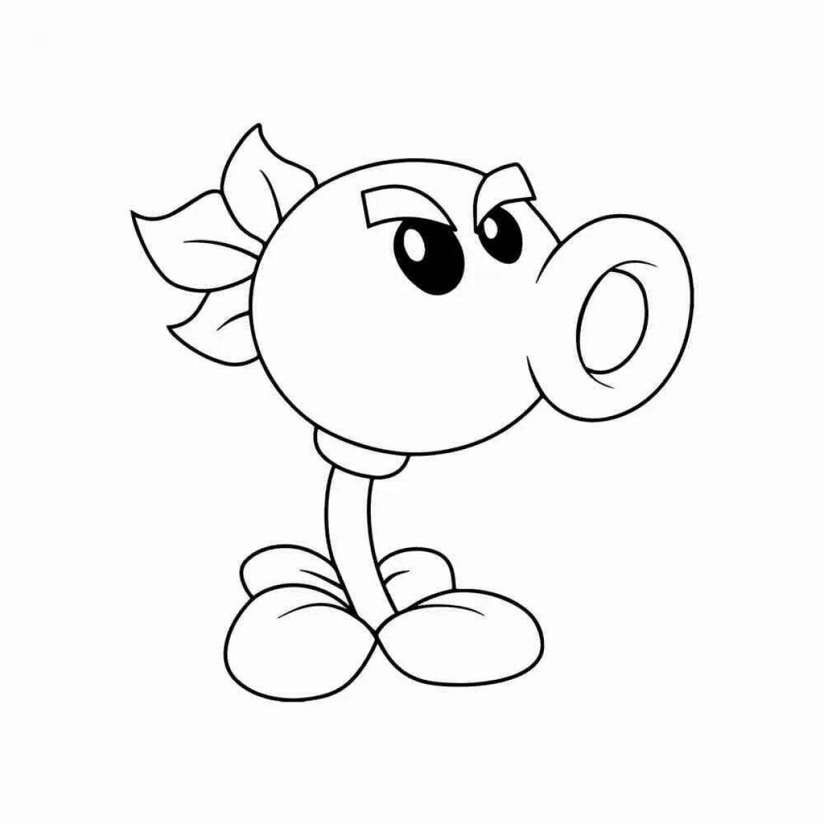 Attractive pea shooter vs zombie coloring book