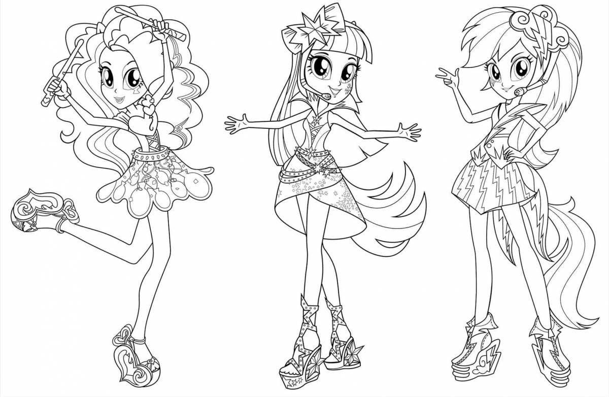 My little pony girls coloring page