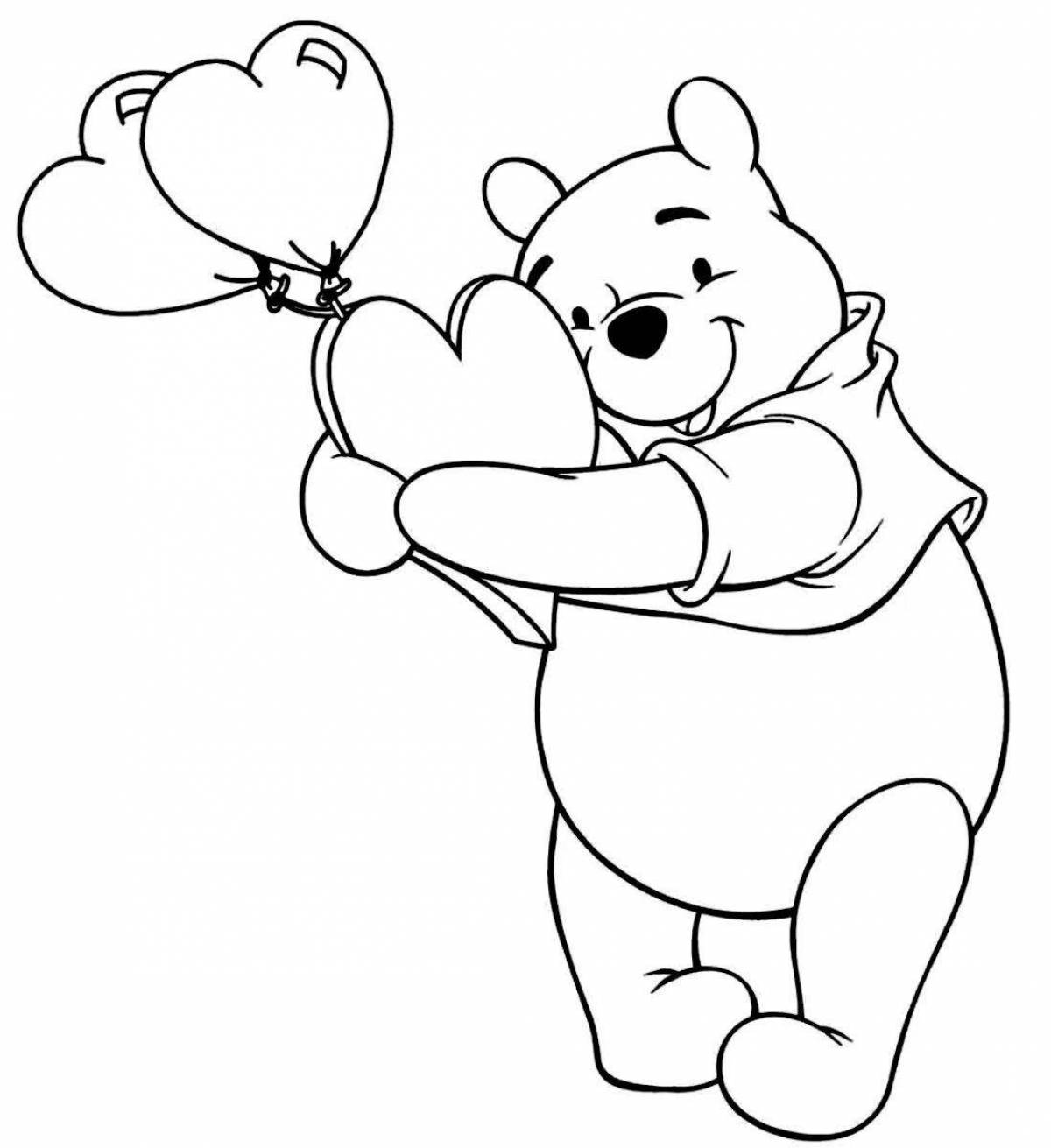 Playful Winnie the Pooh with a balloon