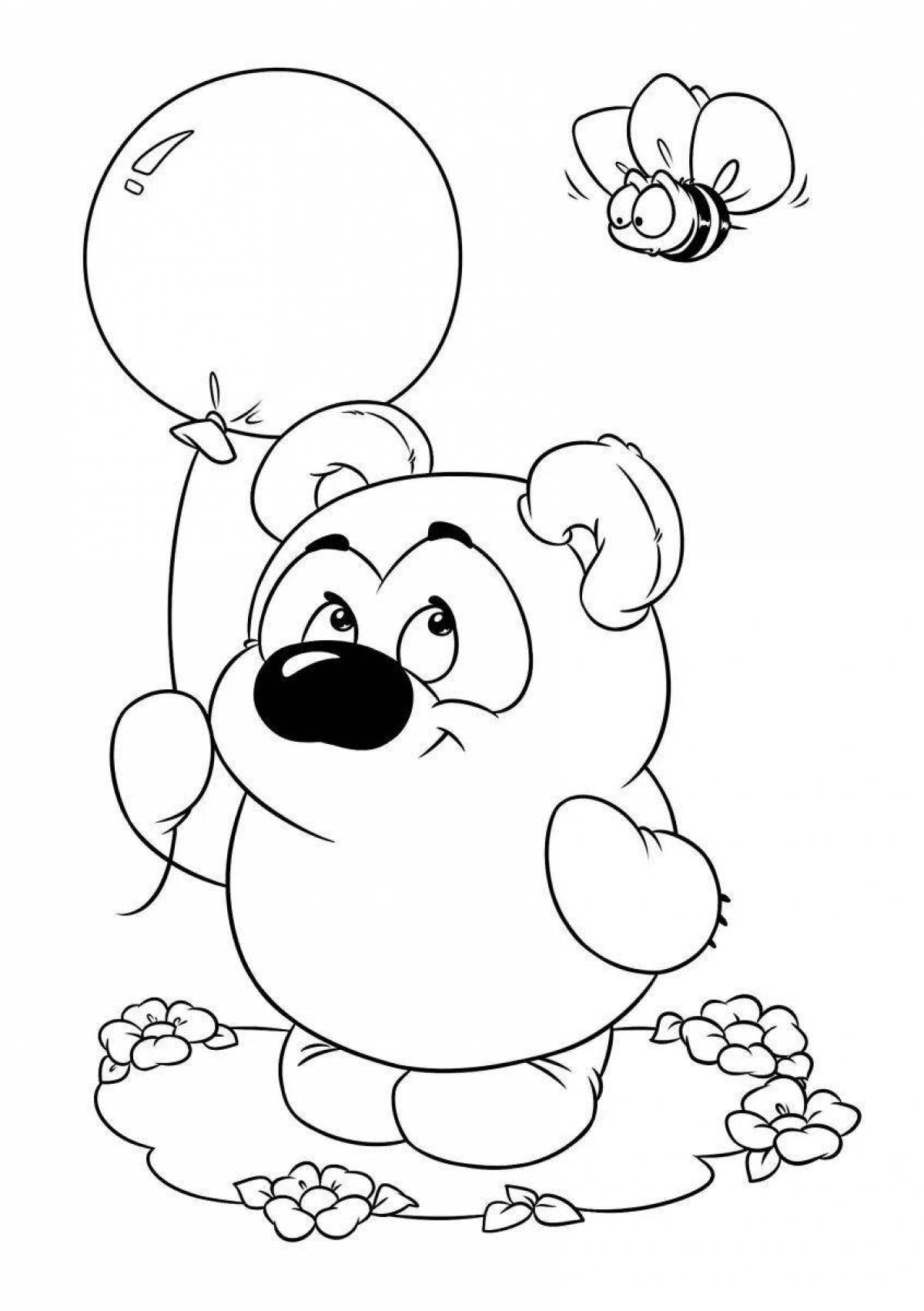 Анимационный винни-пух с воздушным шаром
