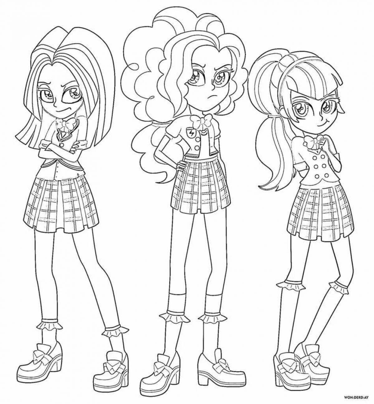 Playful equestria girls rainbow rock coloring page