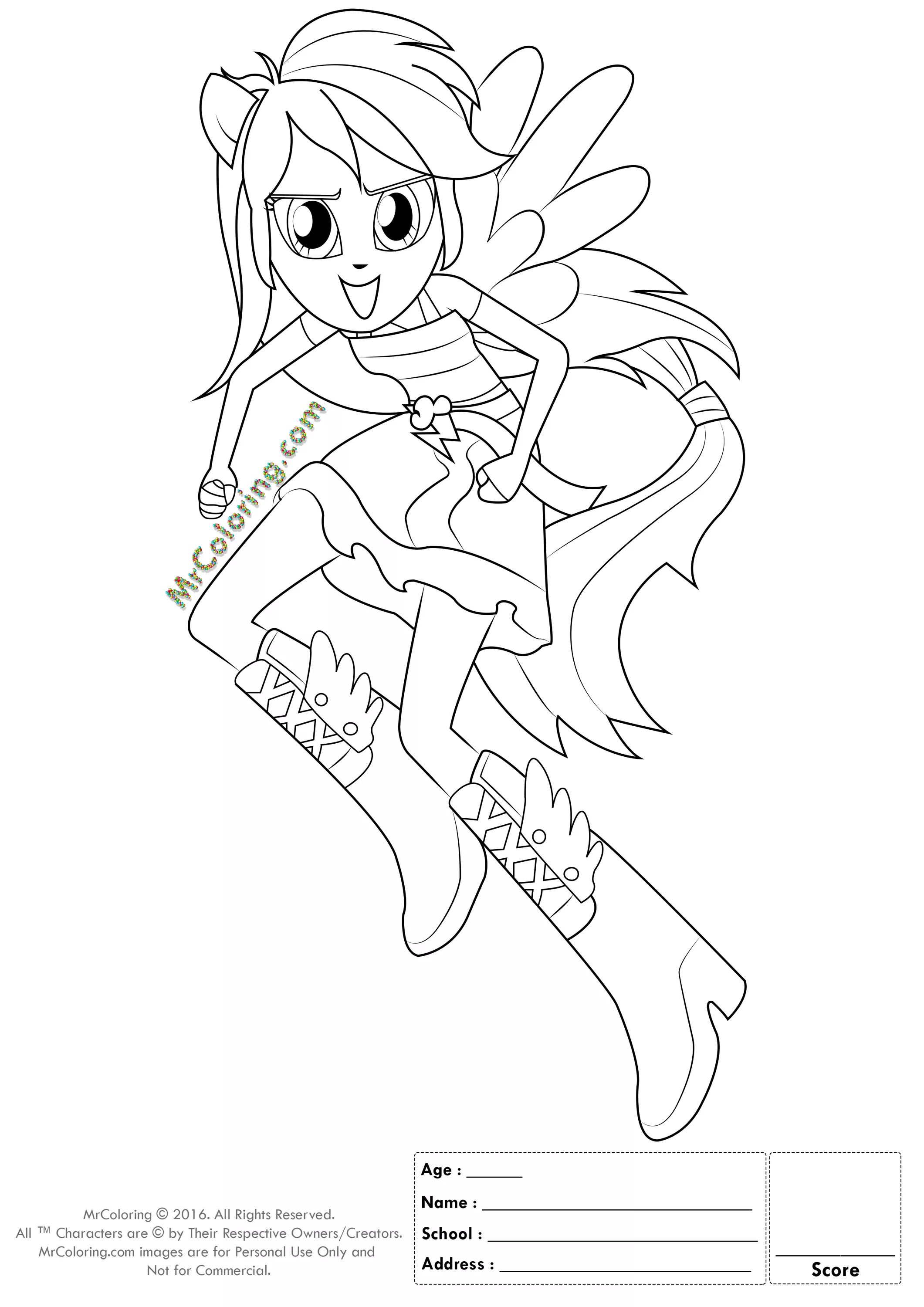 Coloring page cute equestria girls rainbow rock