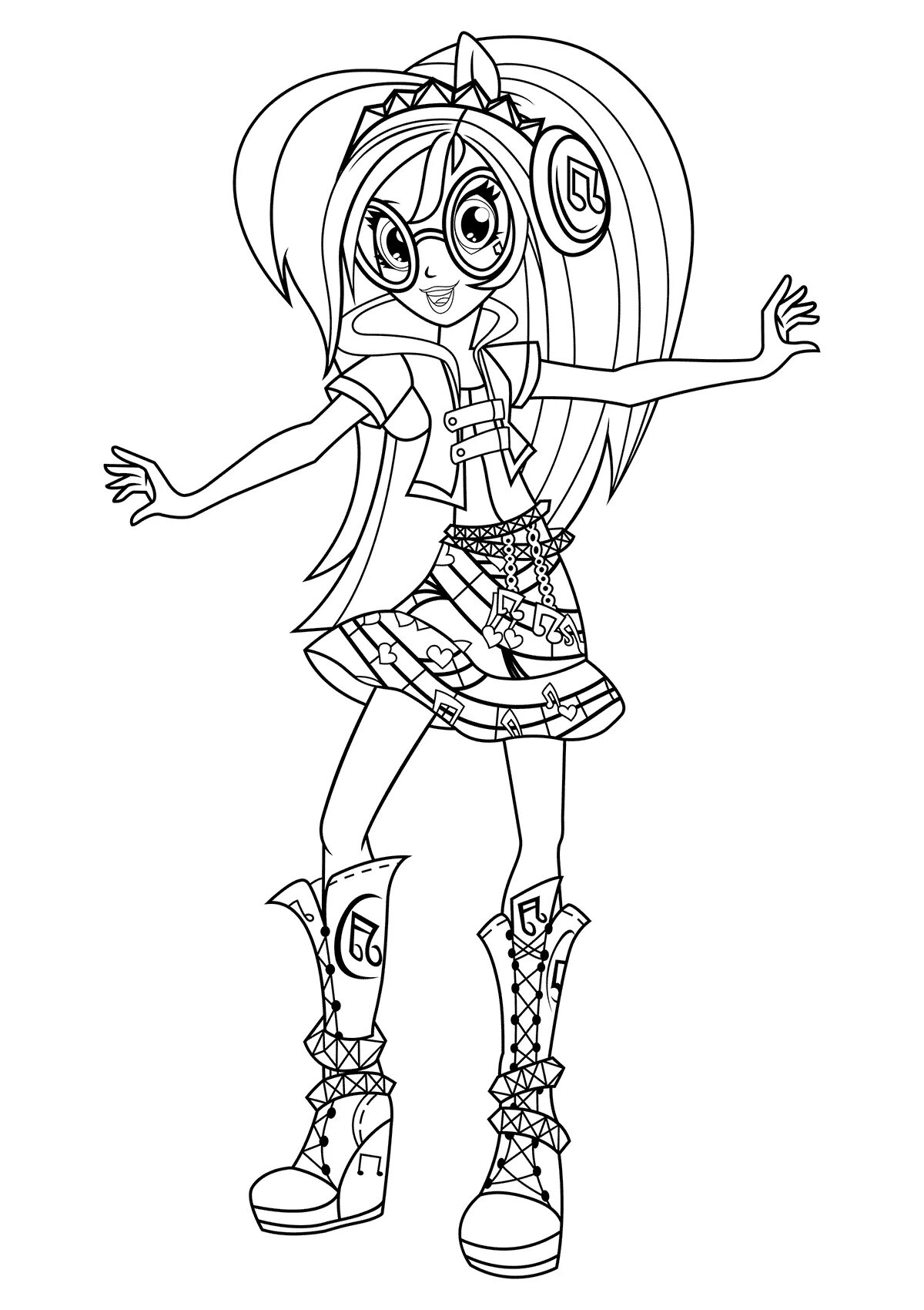 Crazy Equestria Girls Rainbow Rock Coloring Page