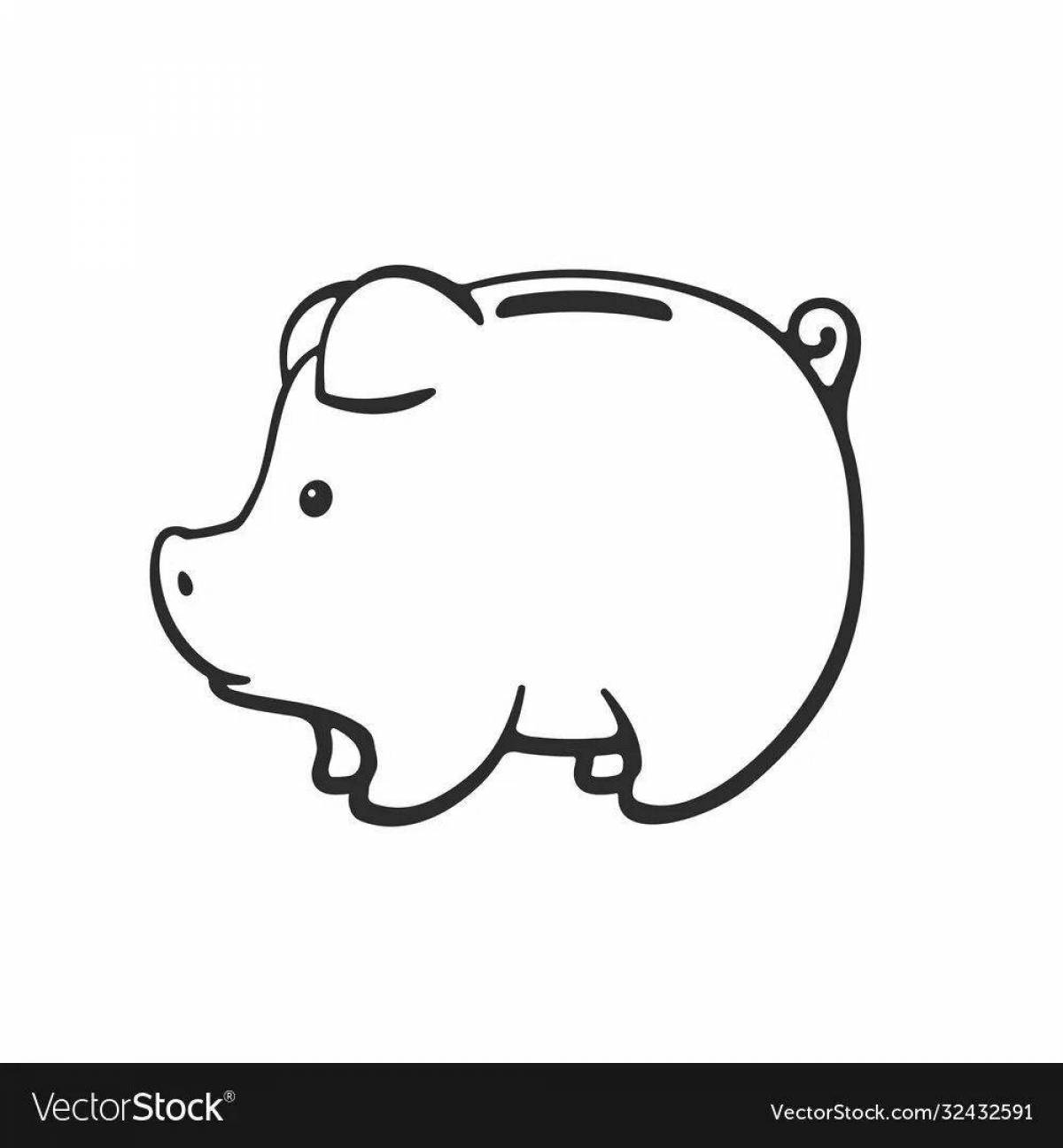 Coloring cute piggy bank for kids