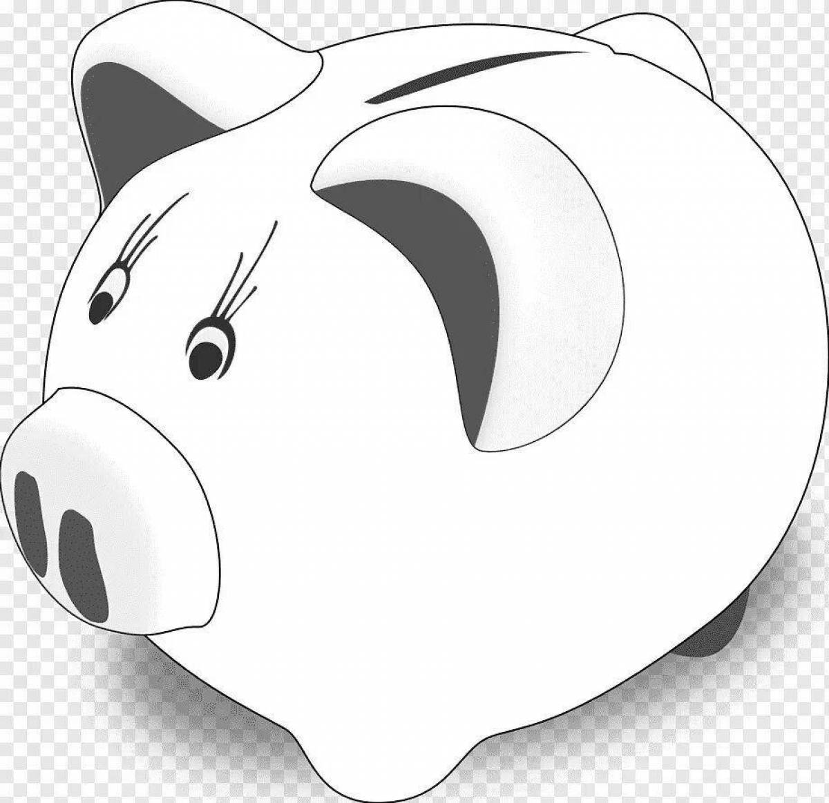 Adorable piggy bank coloring book for kids