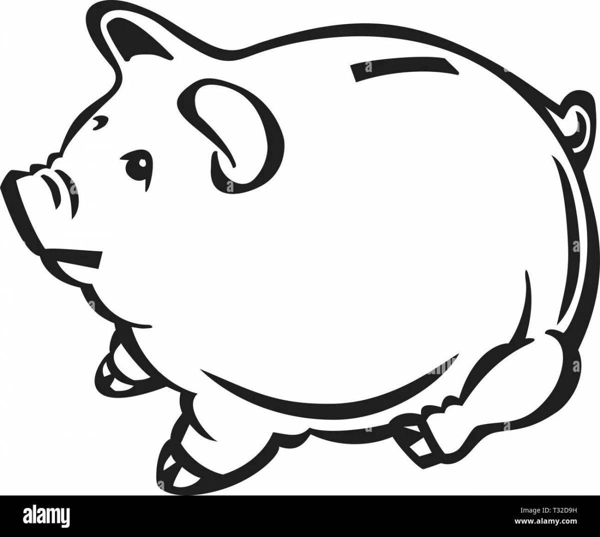 Amazing piggy bank coloring page for kids