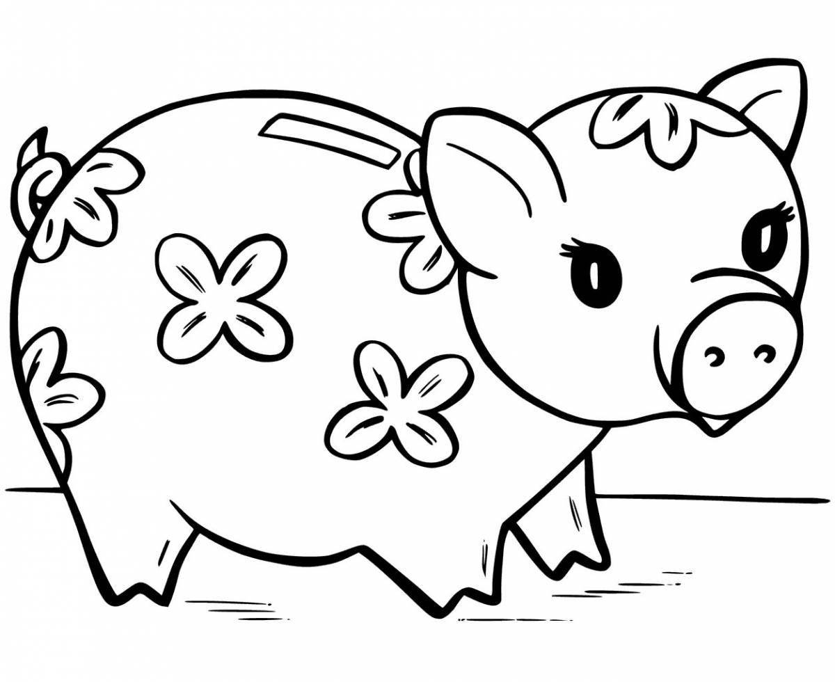 Creative piggy bank coloring book for kids