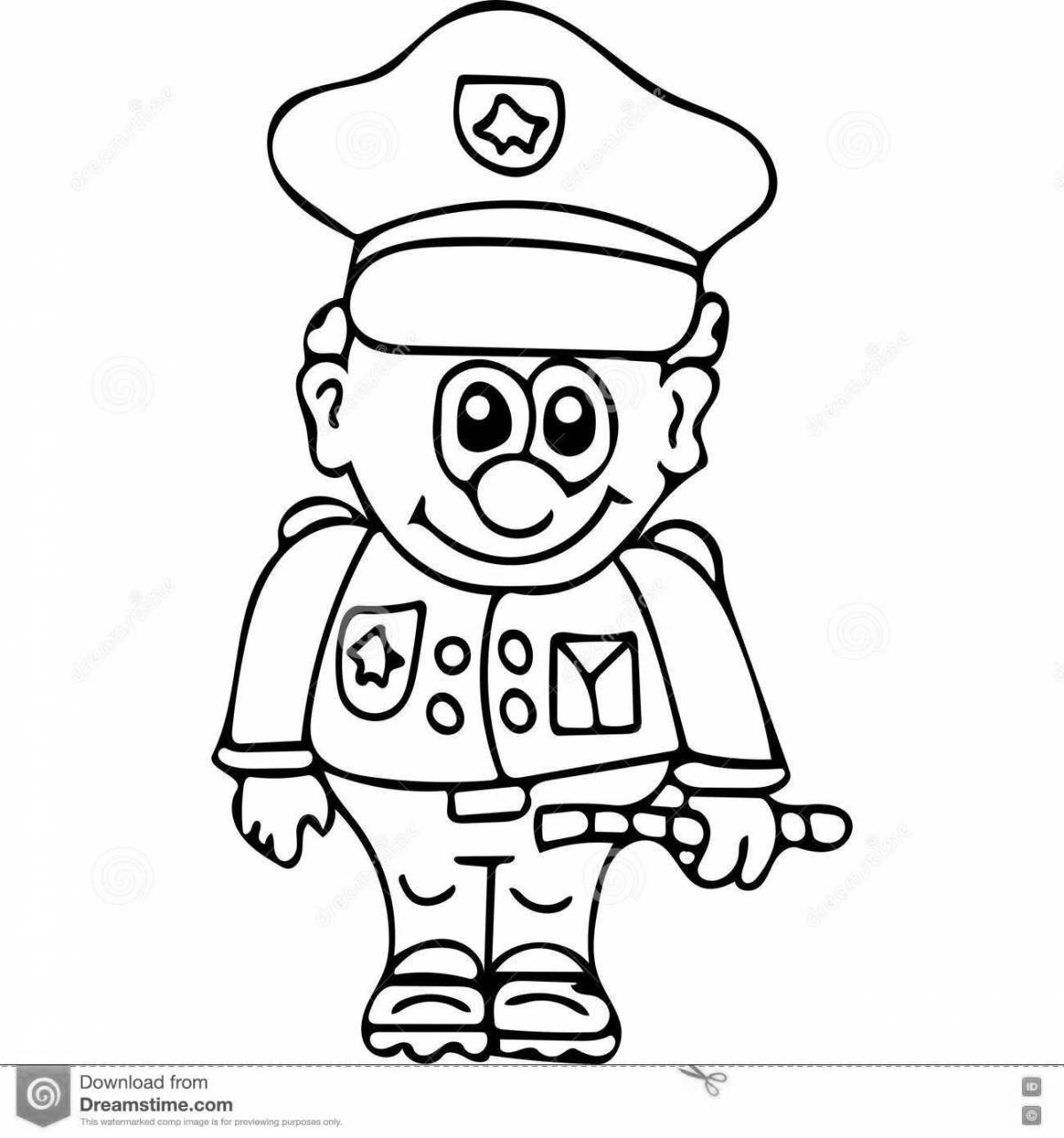 Coloring page joyful traffic police inspector