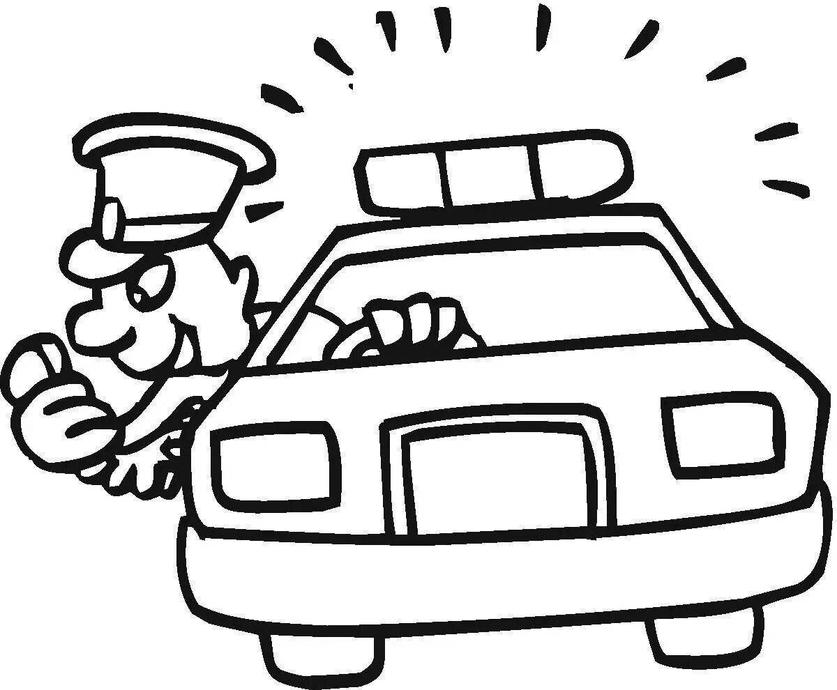 Entertaining coloring page traffic police inspector