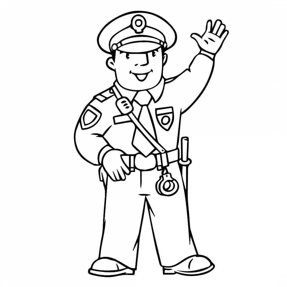Coloring page charming traffic police inspector