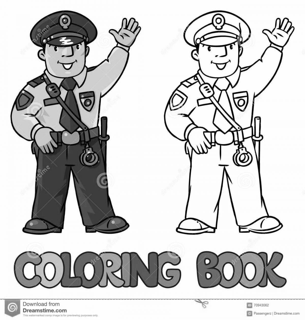 Color-frenzy traffic police inspector coloring