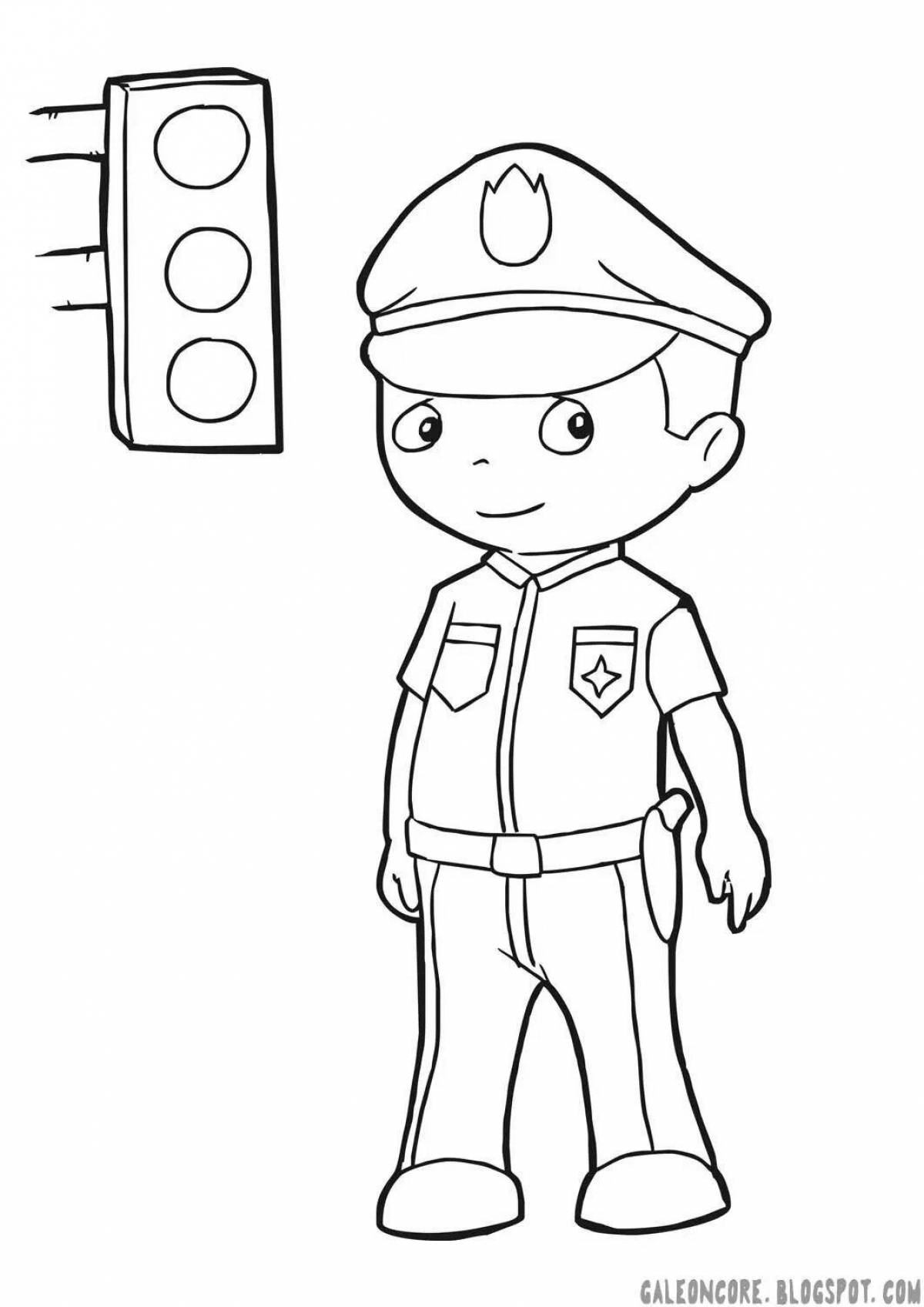 Color explosive traffic police inspector coloring book