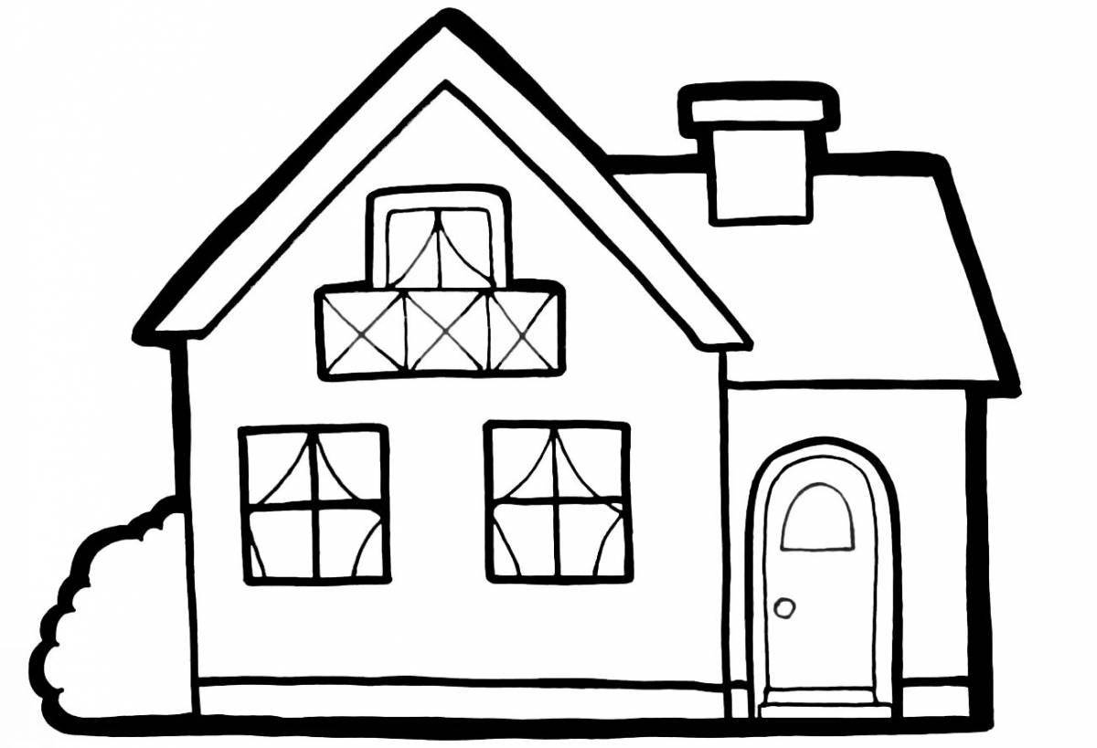 Colorful two story house coloring book for kids