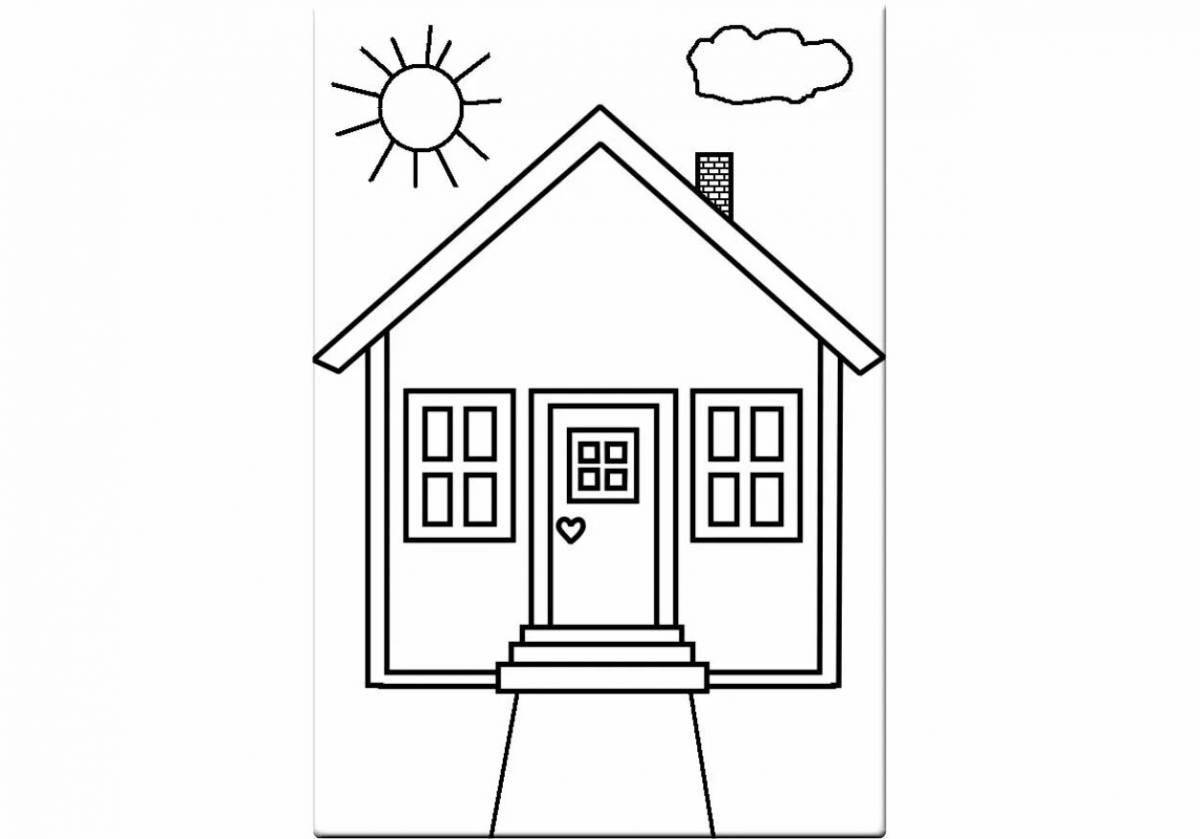 Amazing two story house coloring page for kids