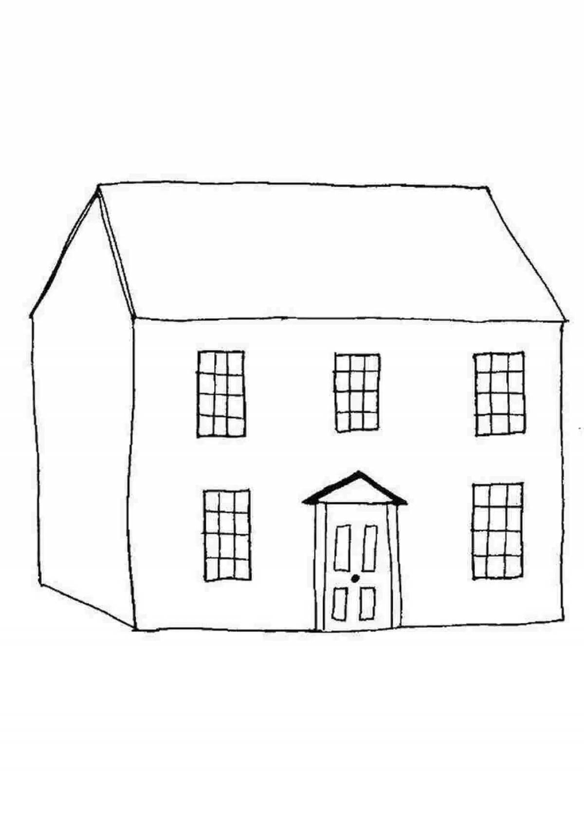 Cute two story house coloring book for kids