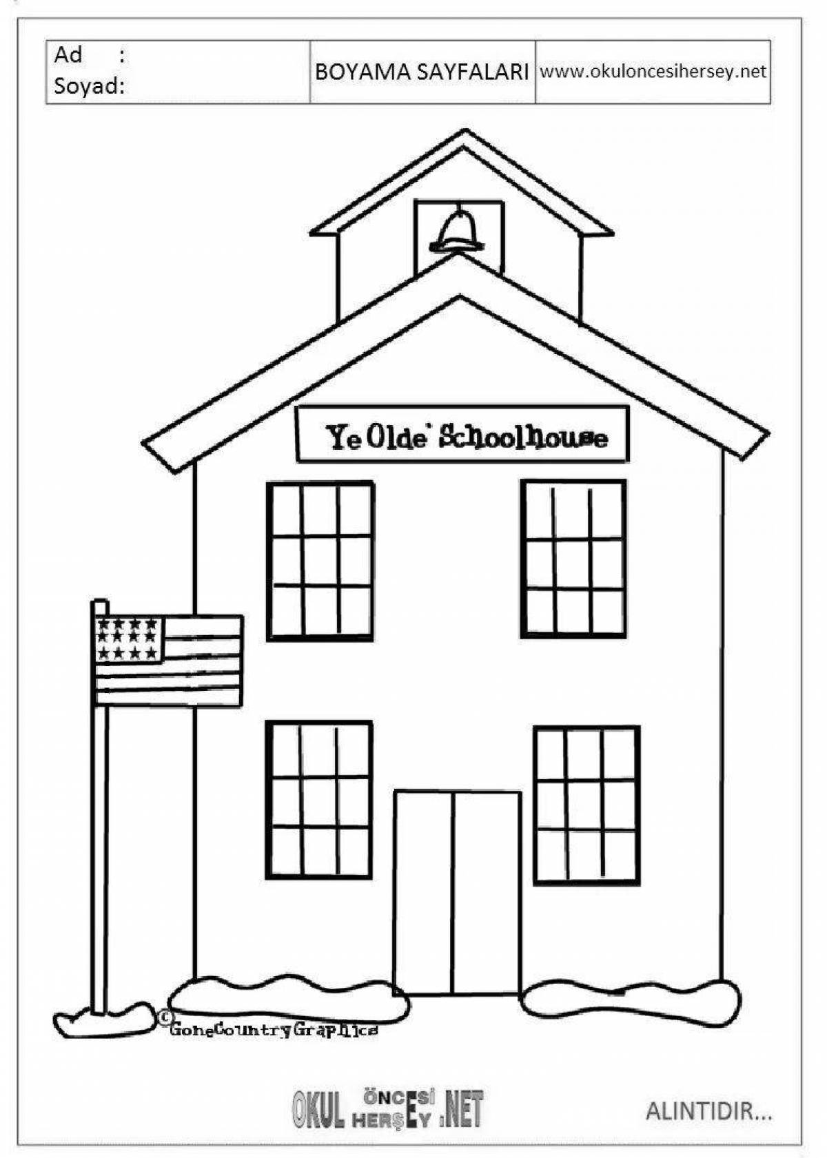 Coloring page cozy two-storey house for children