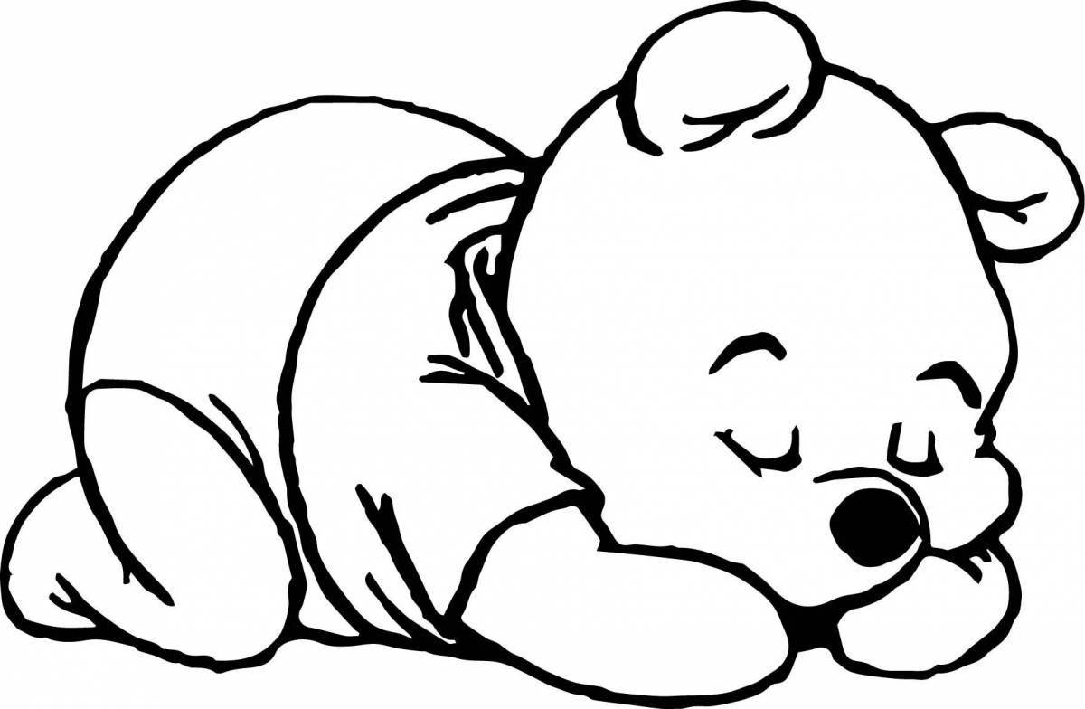 Мирная раскраска спящий медведь в берлоге
