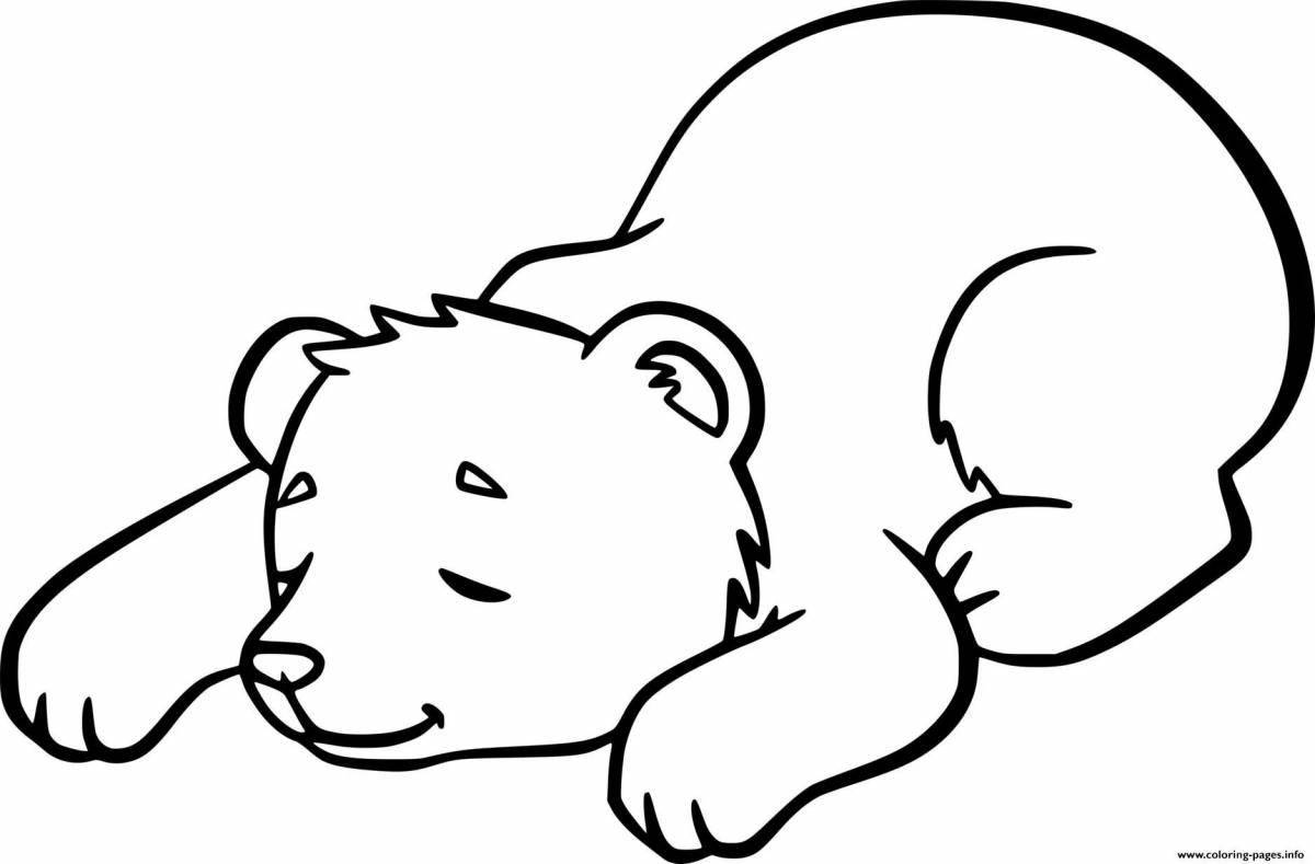 Coloring content sleeping bear in a den
