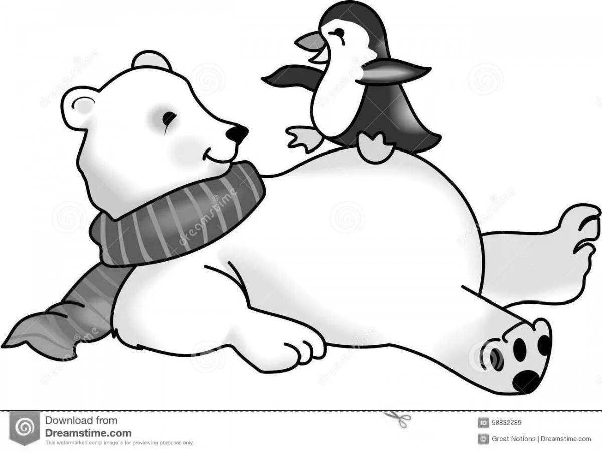 Раскраска «веселый пингвин и белый медведь»