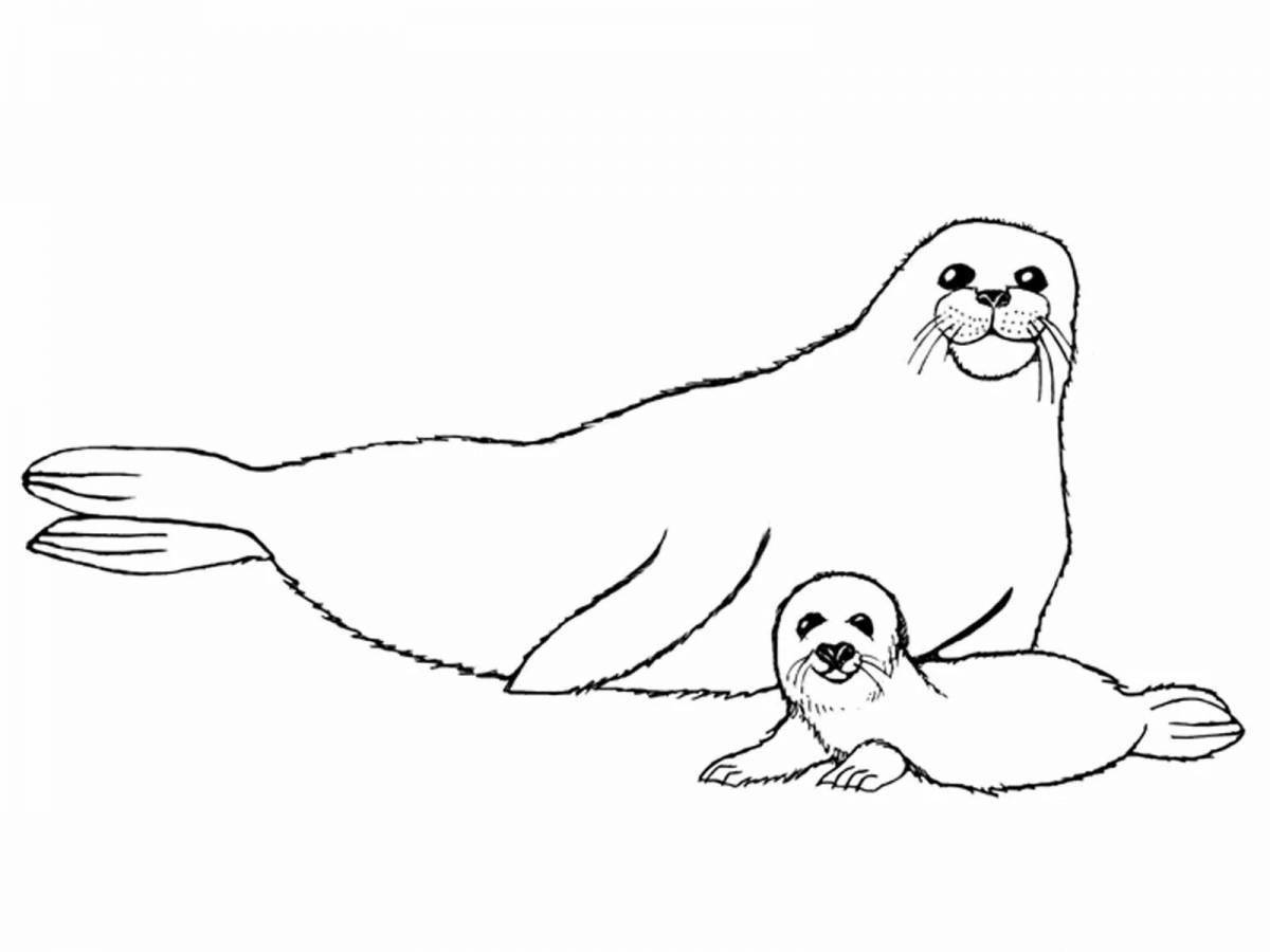 Coloring book funny penguin and polar bear