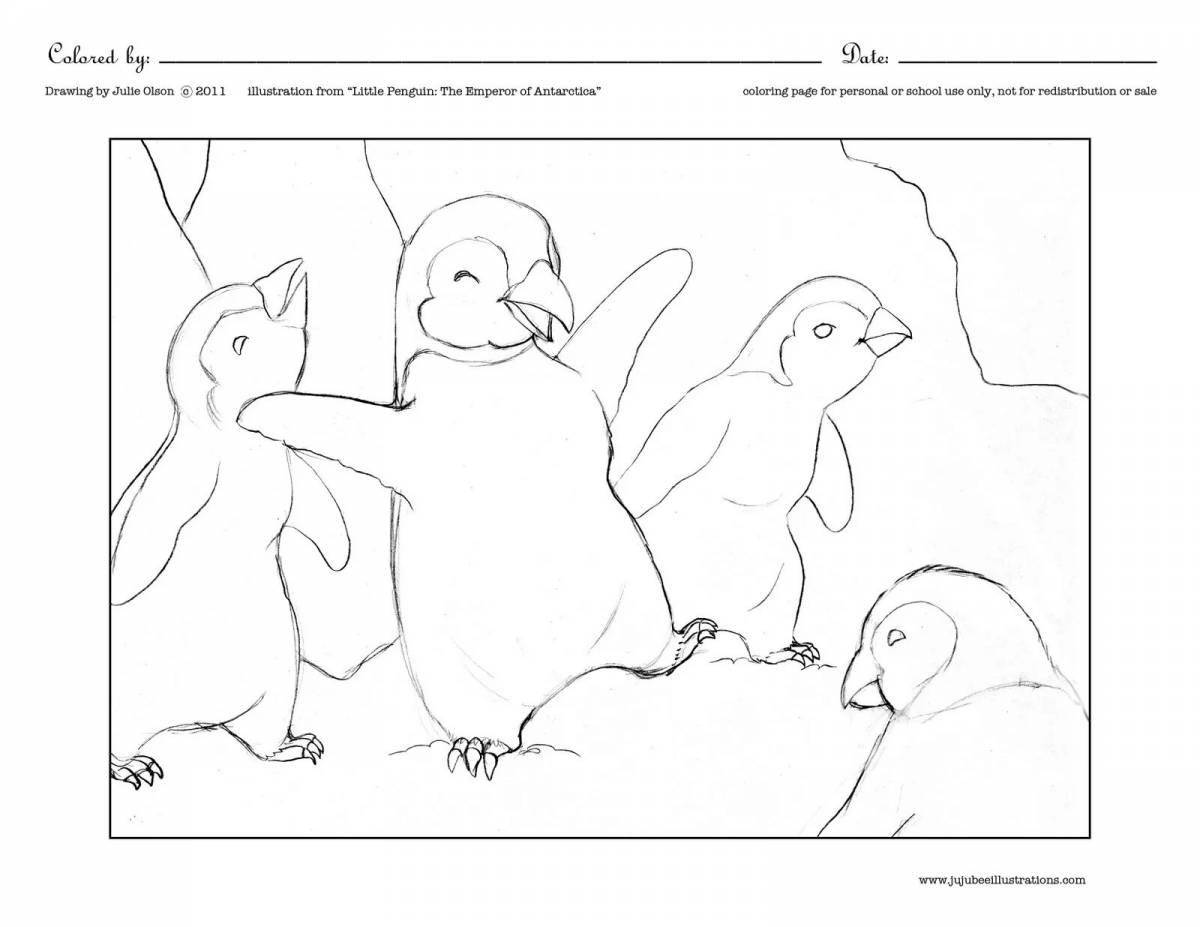 Раскраска причудливый пингвин и белый медведь