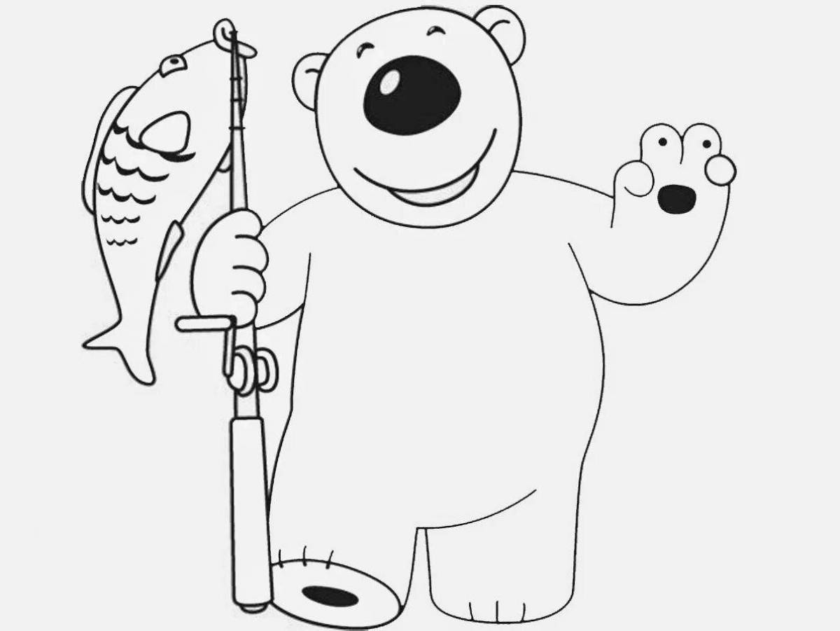 Coloring book shining penguin and polar bear