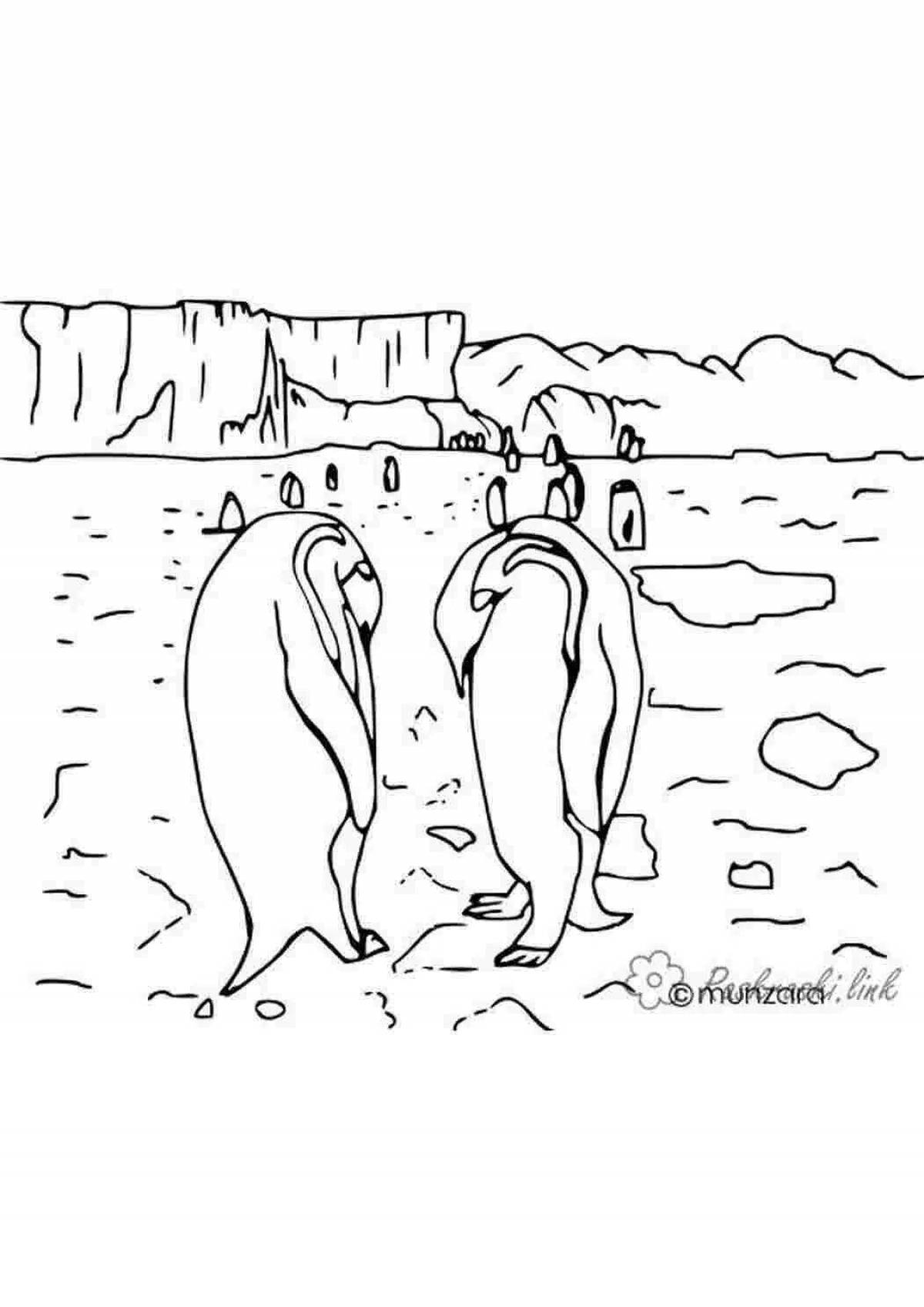Glitter penguin and polar bear coloring page