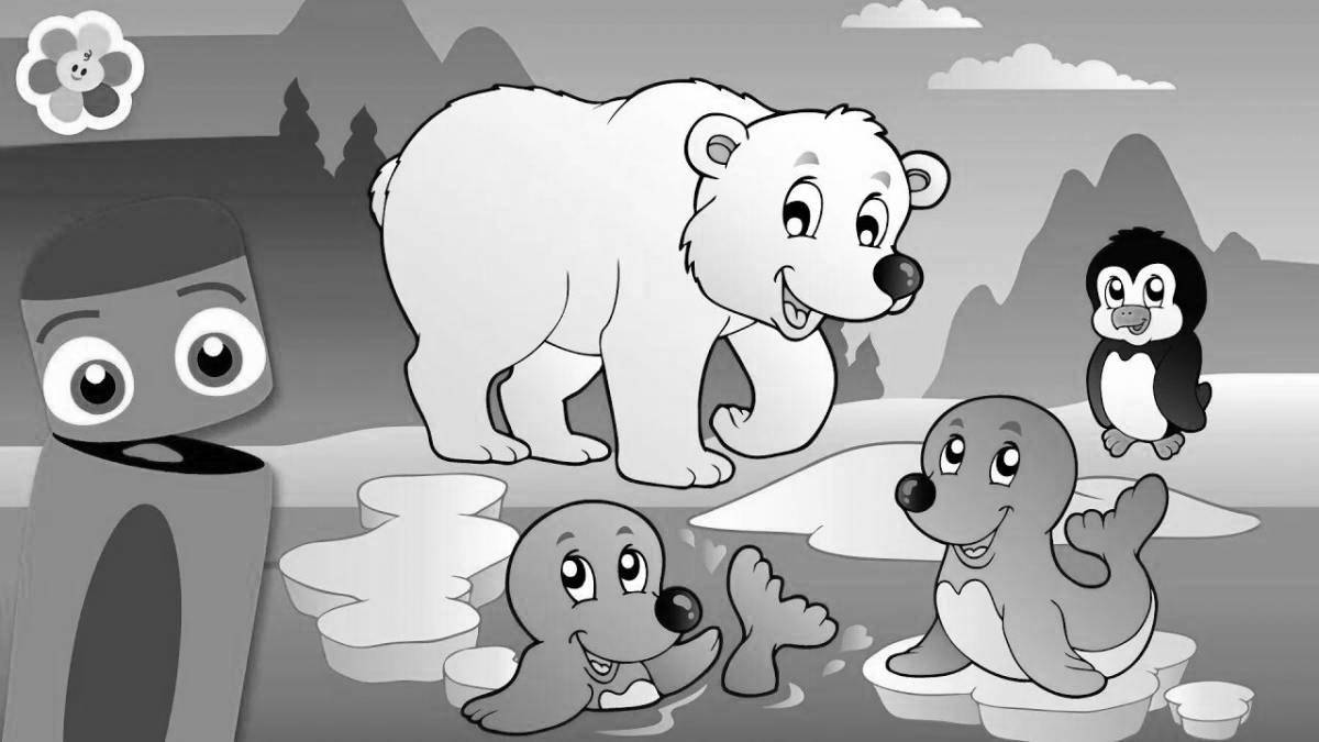 Coloring page glamor penguin and polar bear