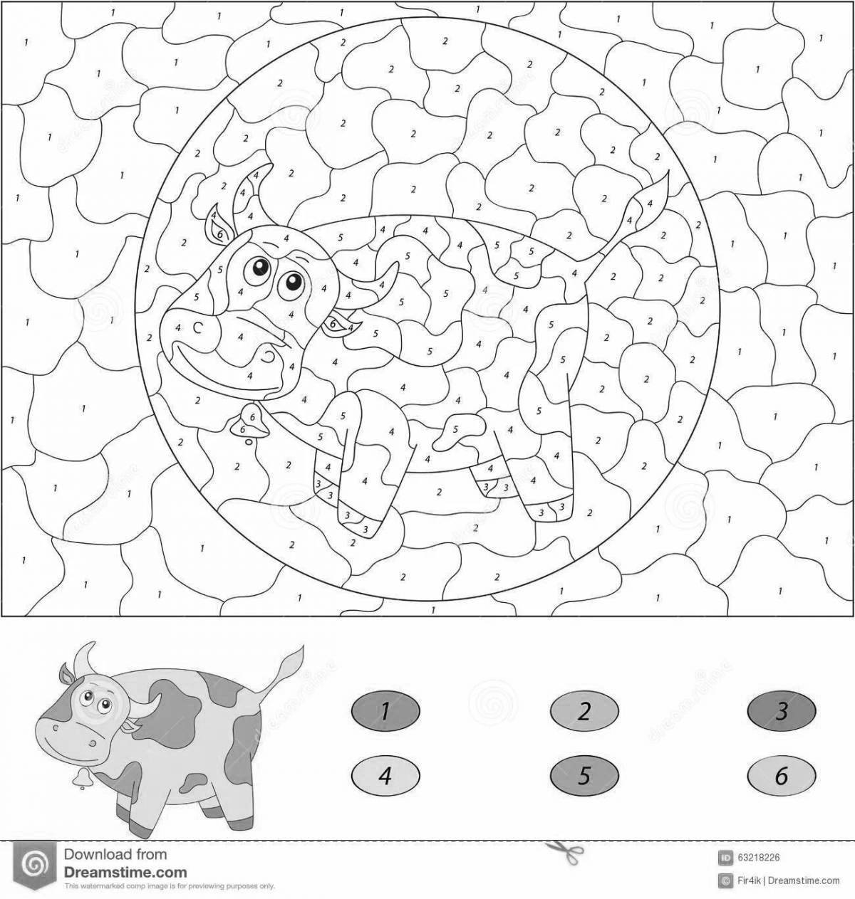 Colorful pet coloring page by number
