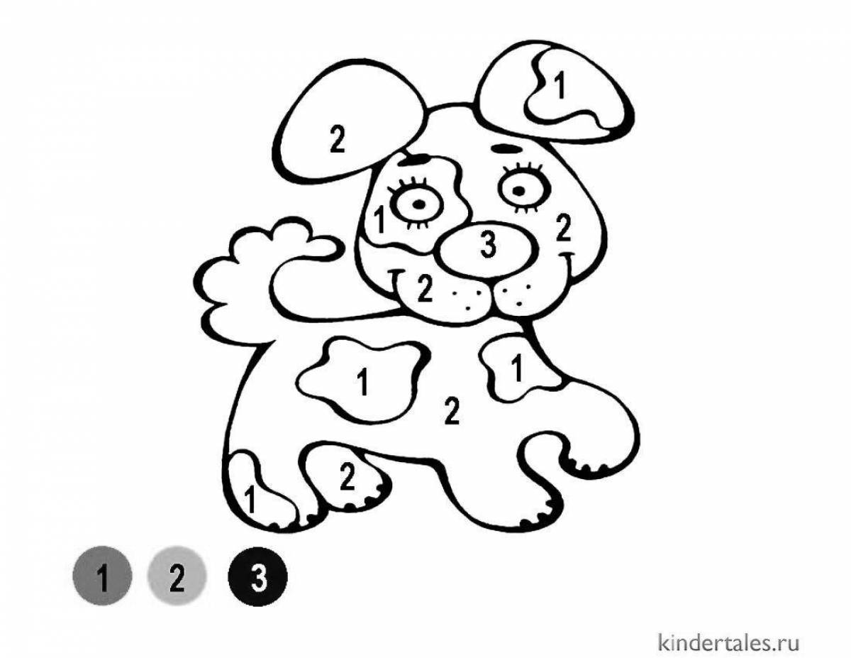 Glittering Pet Coloring Page by Numbers