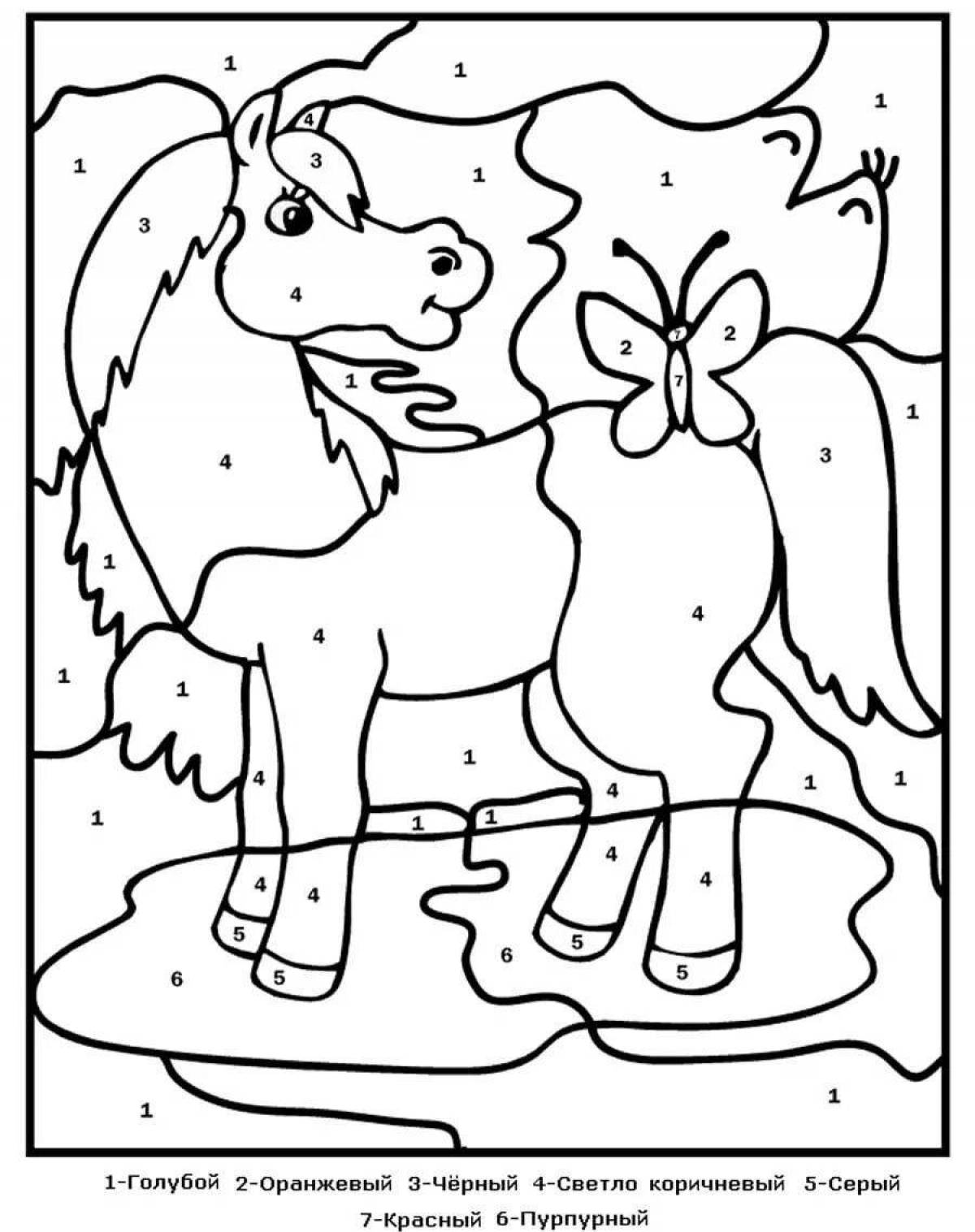 Glitter pet coloring by numbers