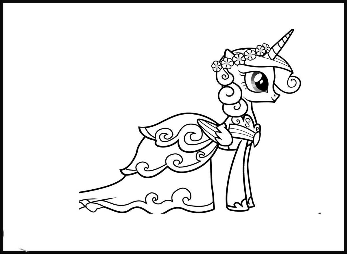 Анимированная страница-раскраска my little pony cadence