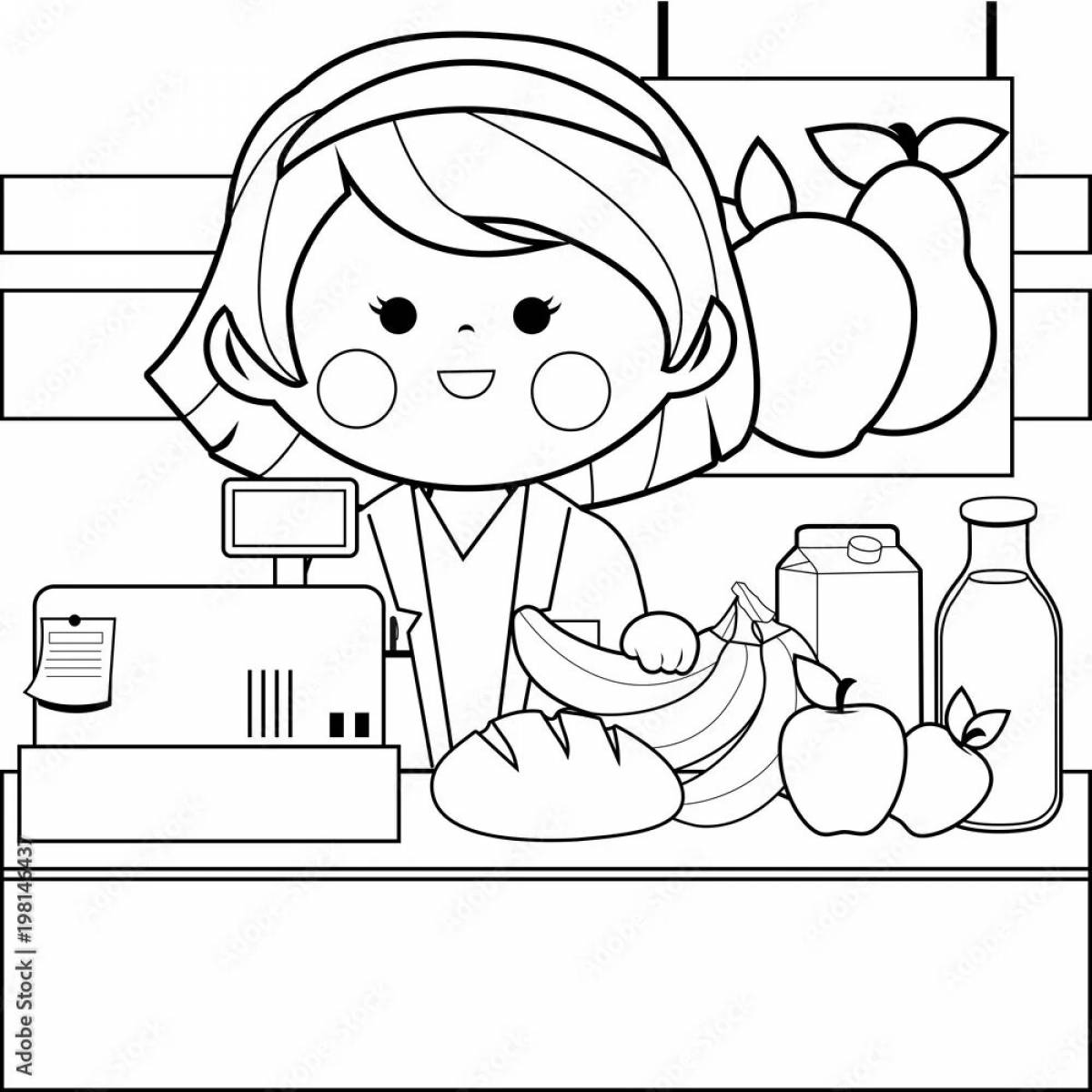 Coloring page stylish seller