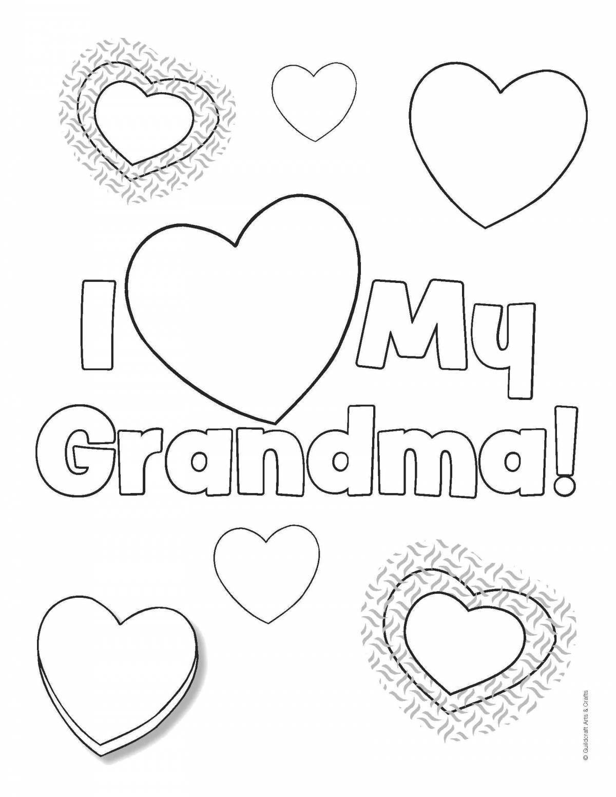 Замечательная открытка-раскраска для бабушки