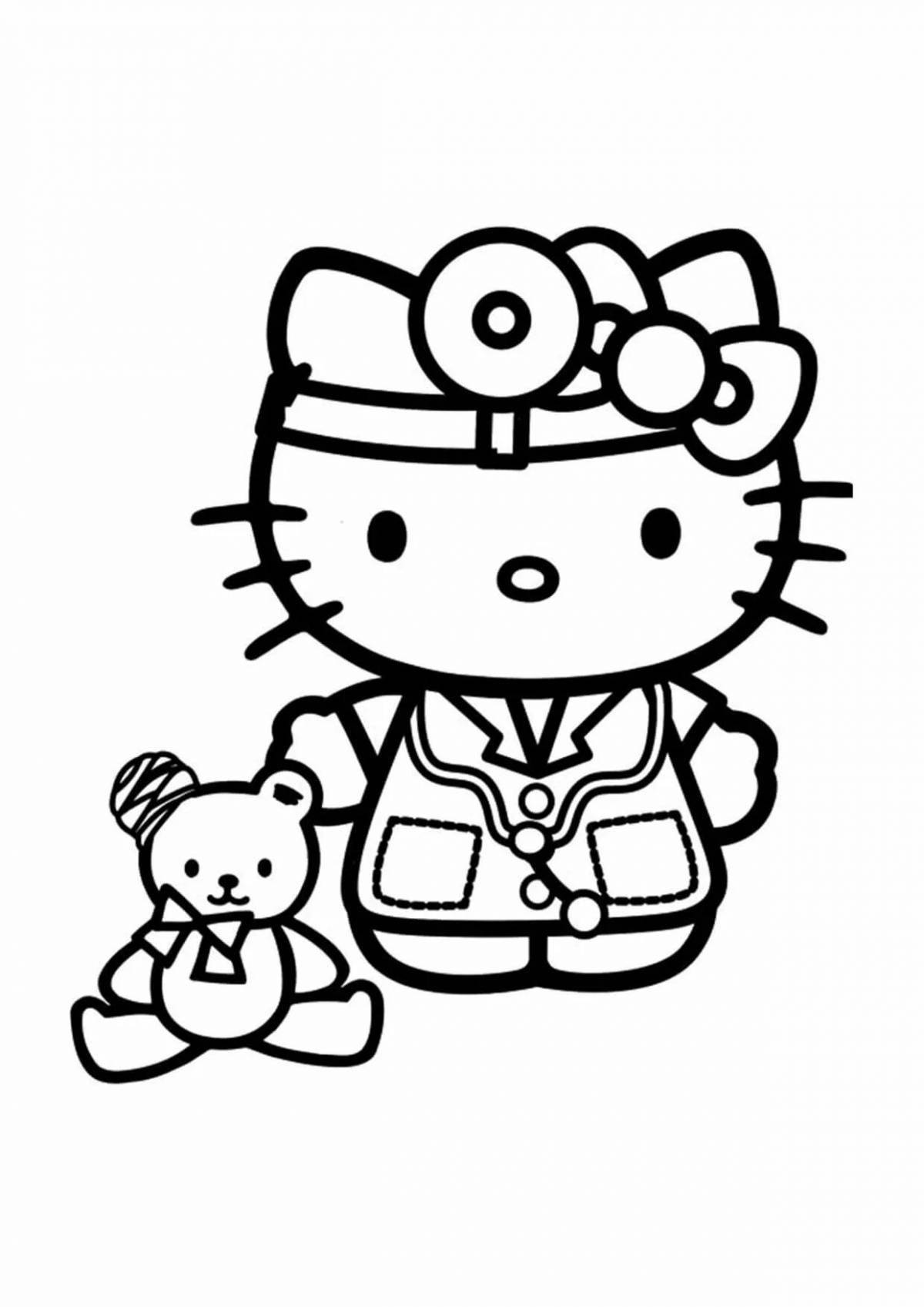 Радостная раскраска миледи из hello kitty