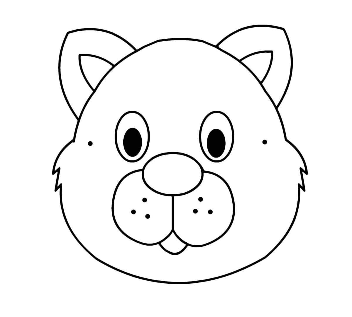 Раскраска веселая маска животного для детей