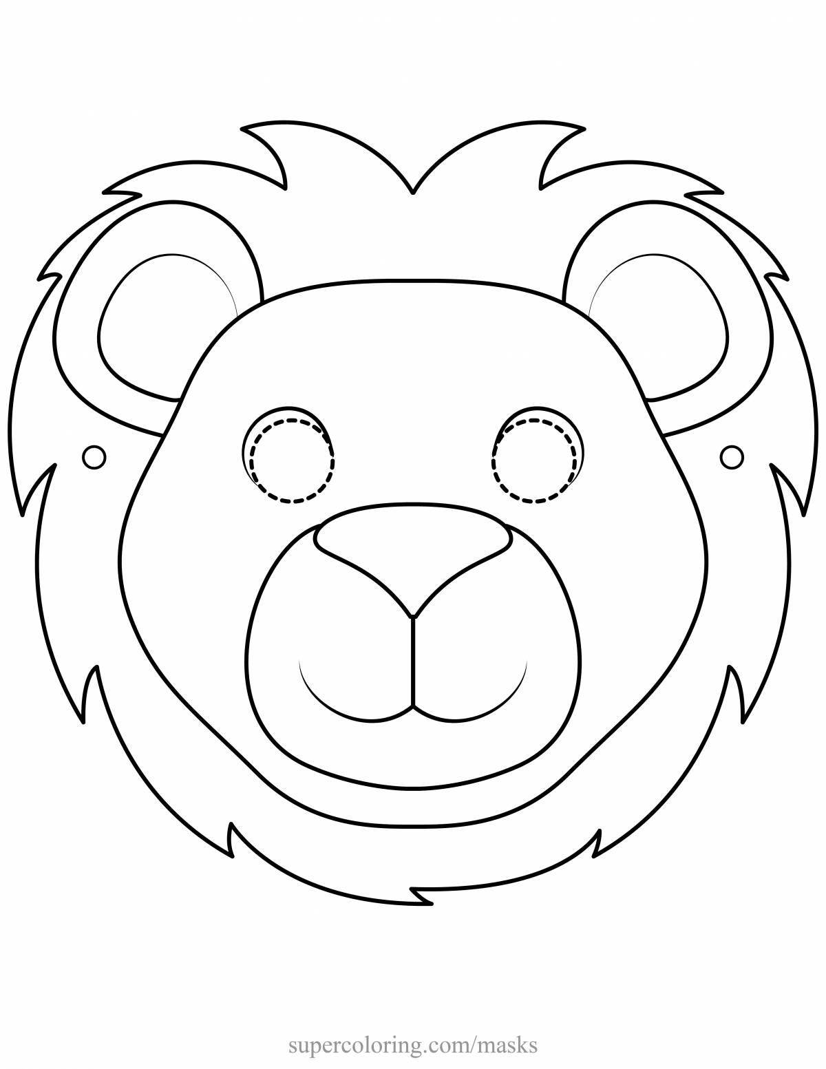 Colorful animal masks coloring pages for kids