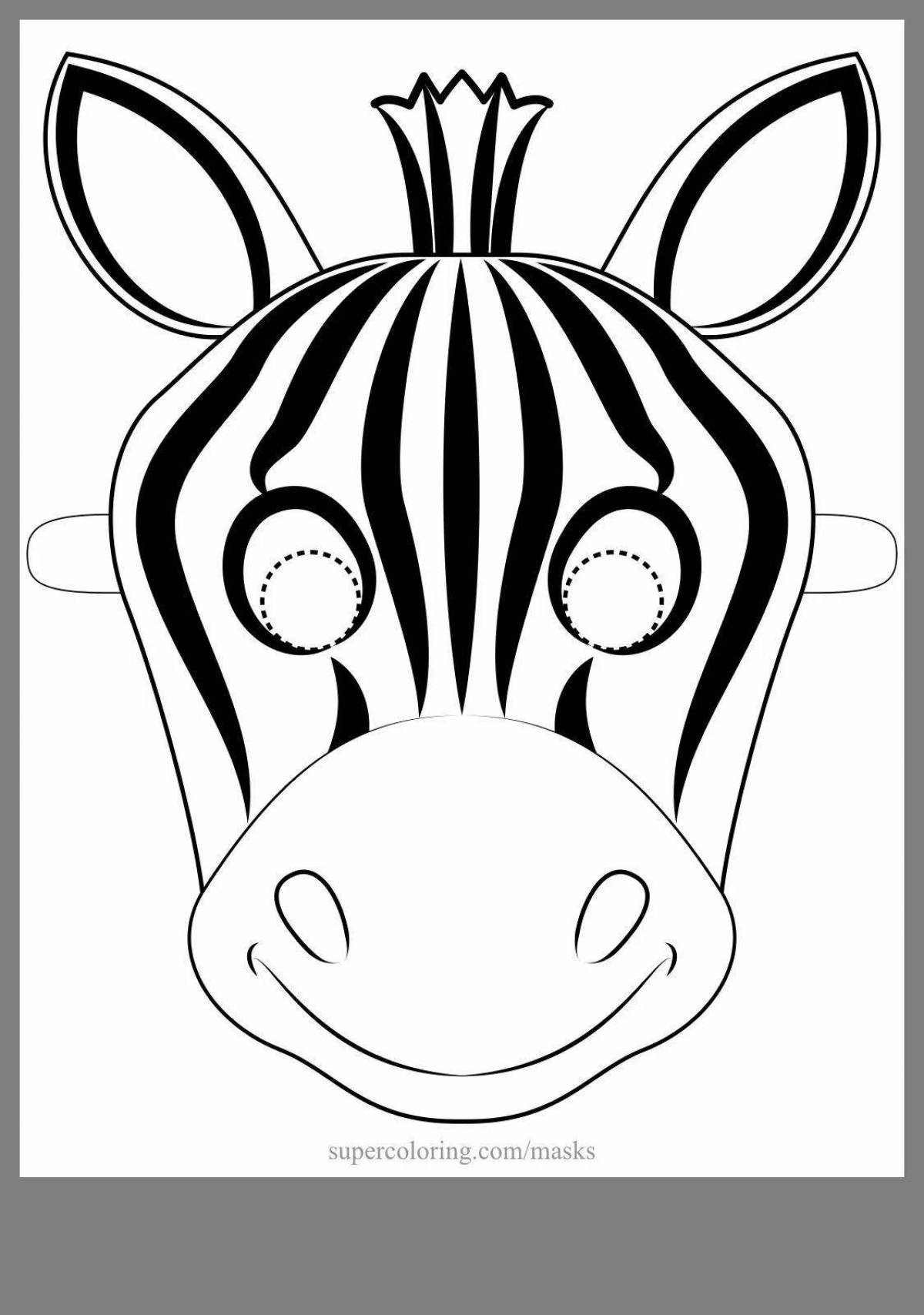 Colorful animal masks coloring pages for kids