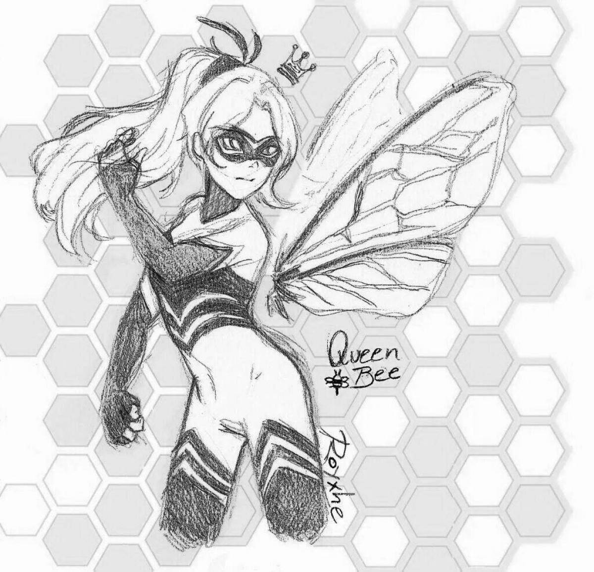 Coloring page gorgeous lady bee ladybug