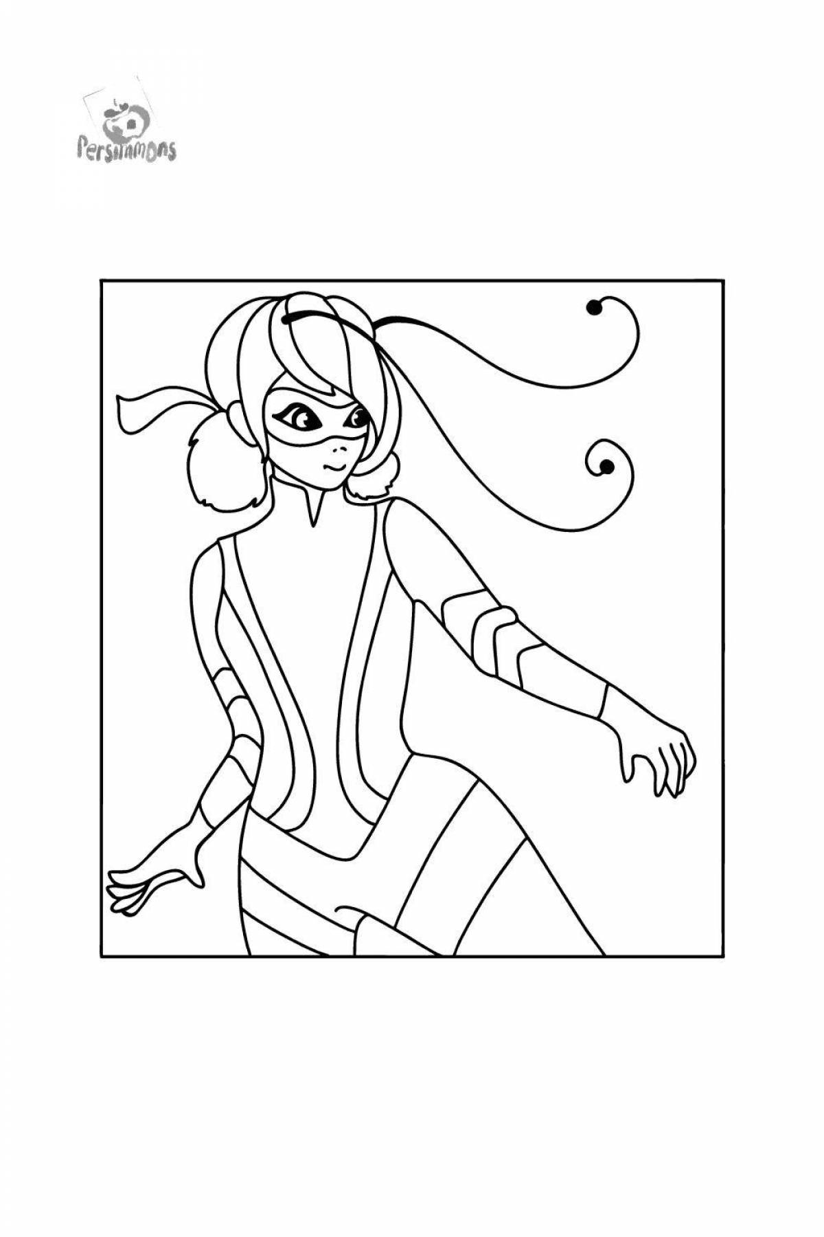 Coloring fairy lady bee ladybug