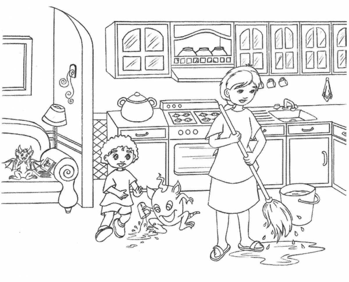 Раскраска для девочек кухня