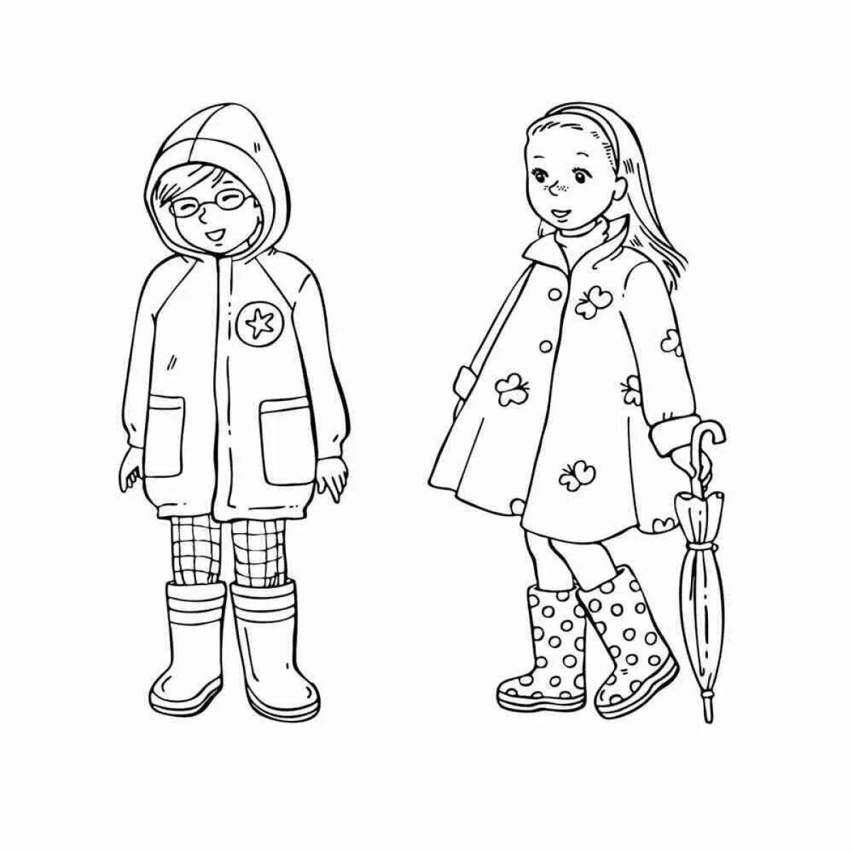Fun clothes coloring page for kids