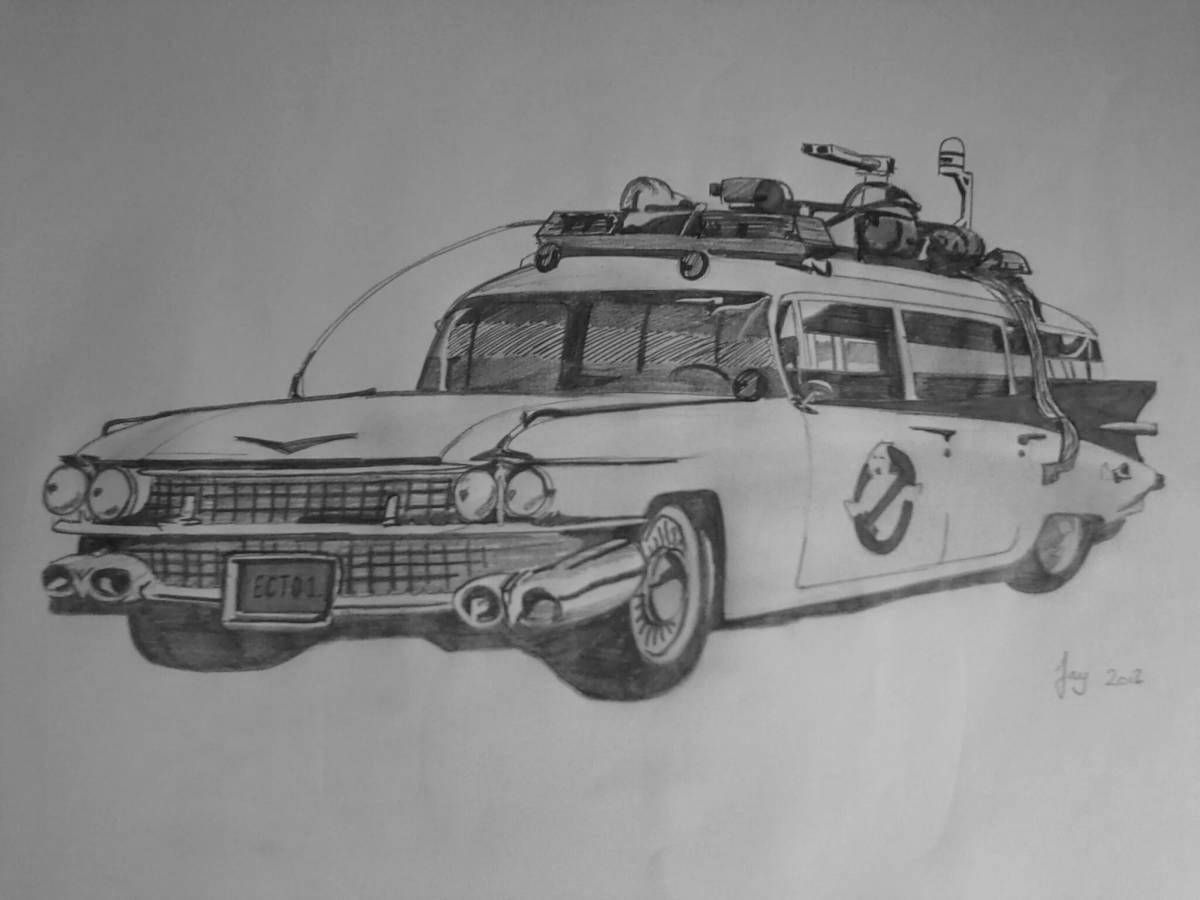 Ghostbuster spooky car coloring page