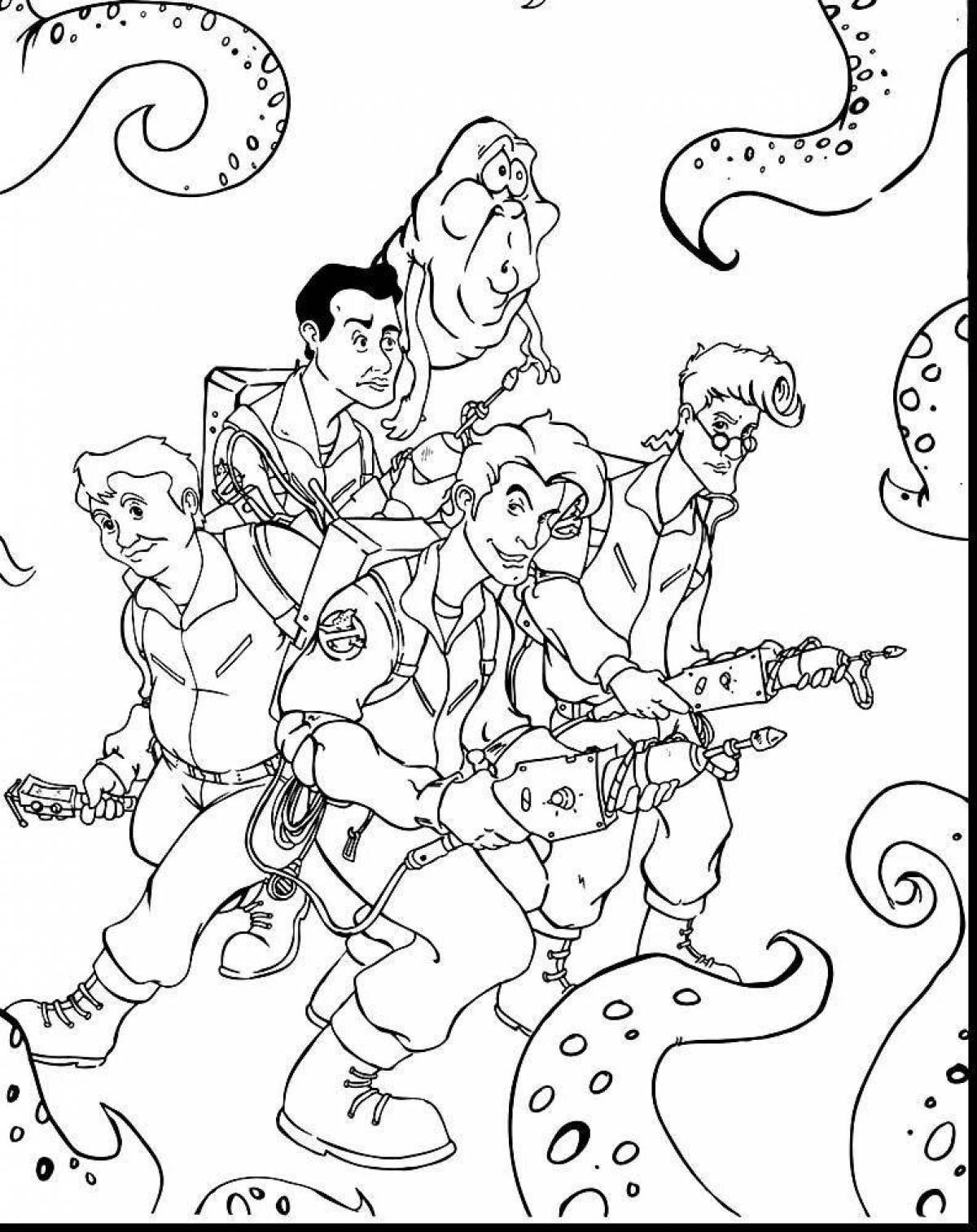 Charming ghost hunter car coloring page