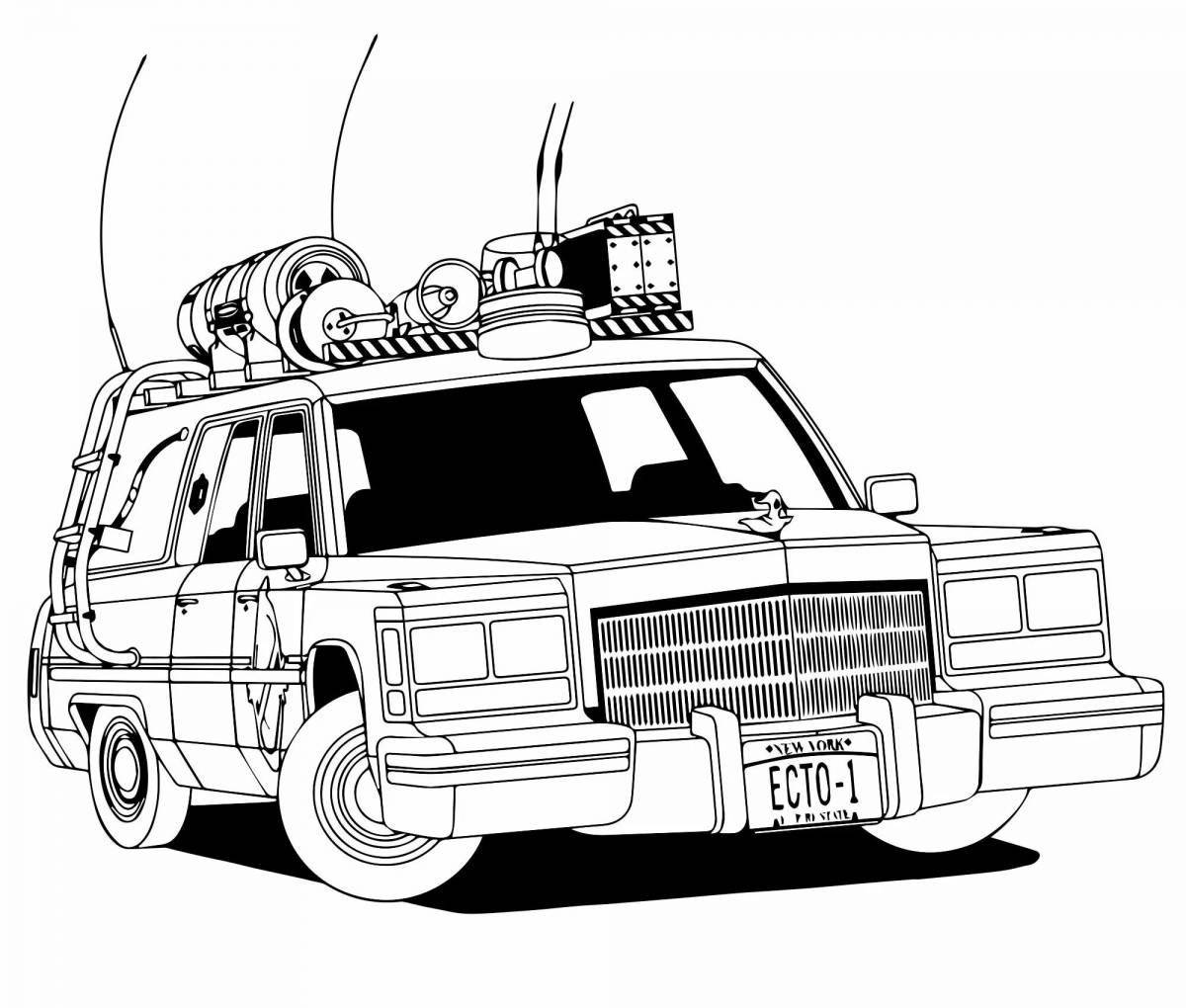 Ghostbuster's enchanting car coloring page