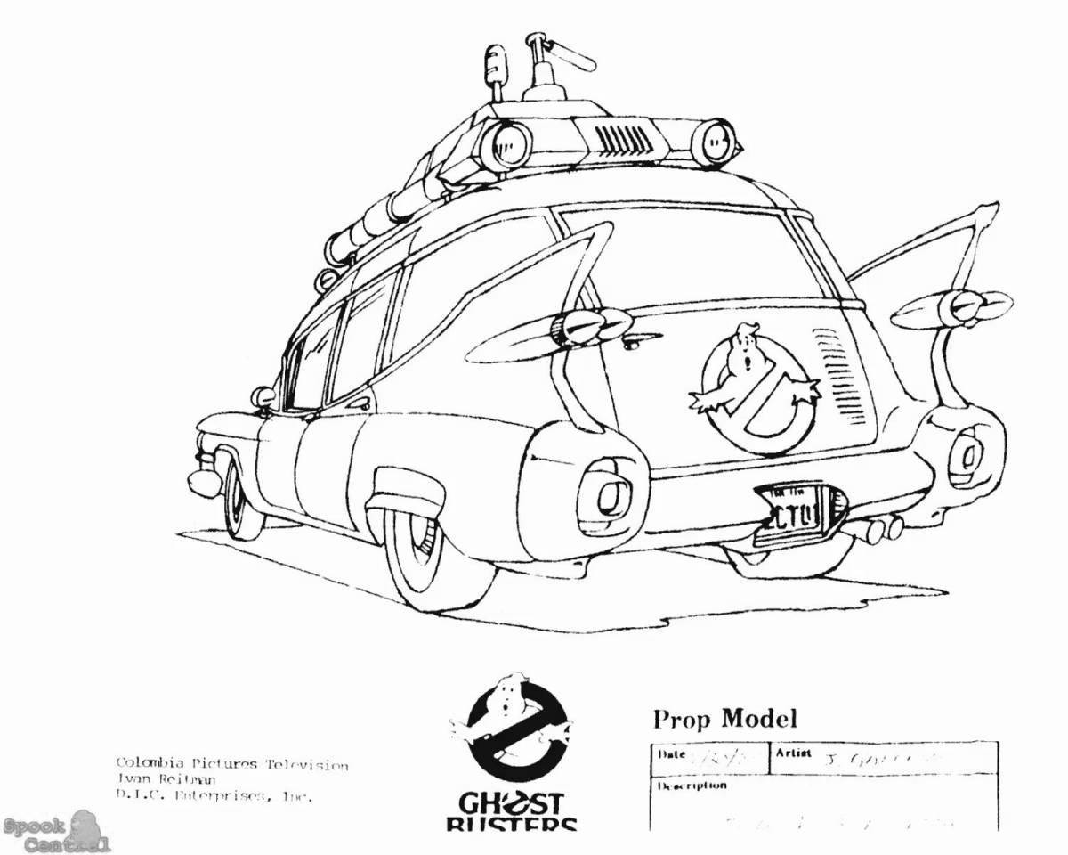 Раскраска сказочный автомобиль охотника за привидениями