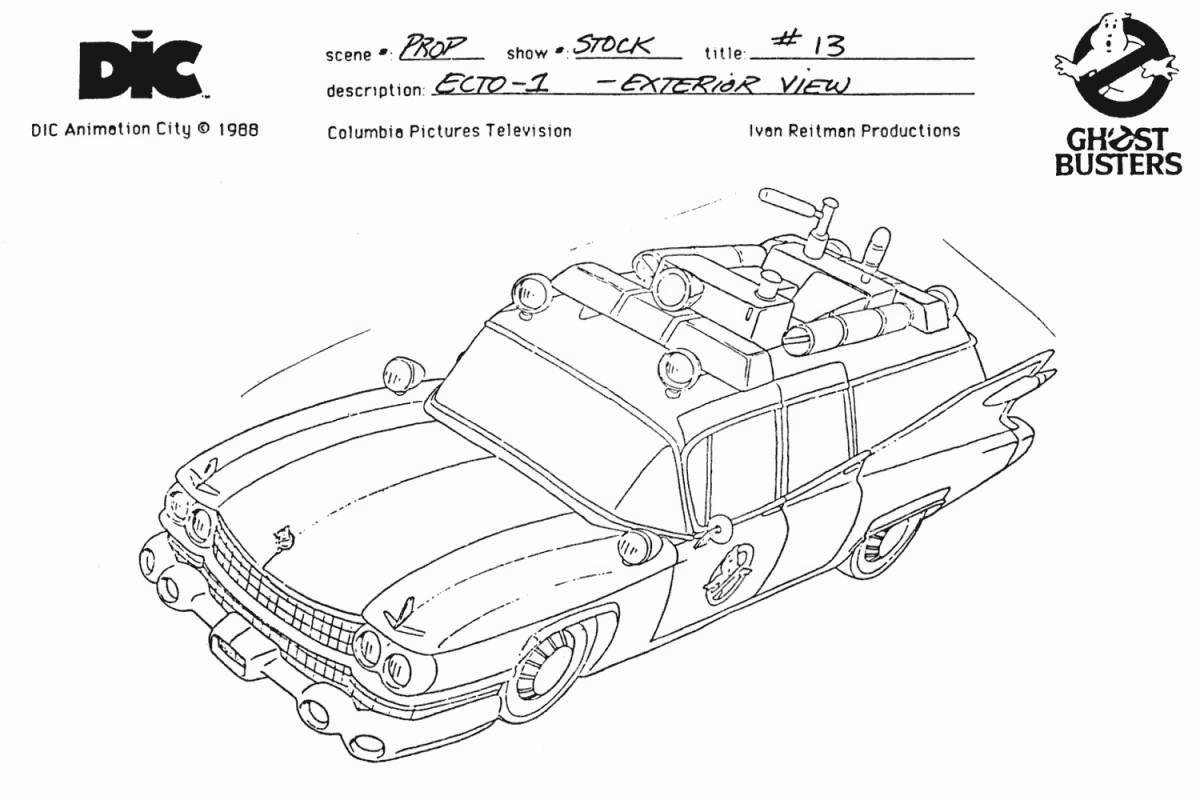 Awesome ghost hunter car coloring page