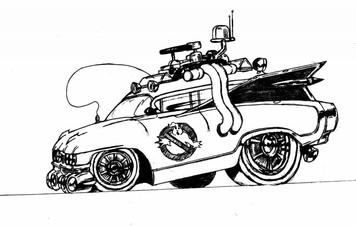Photo Ghostbuster bright car coloring page