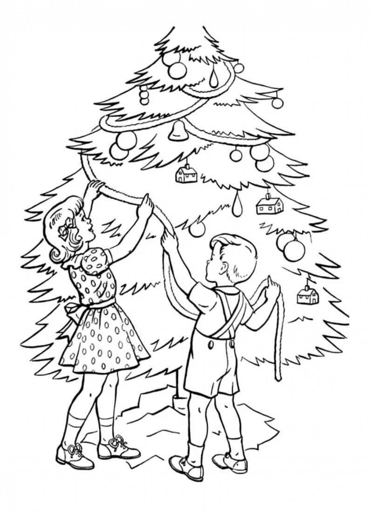 Fancy spruce coloring page