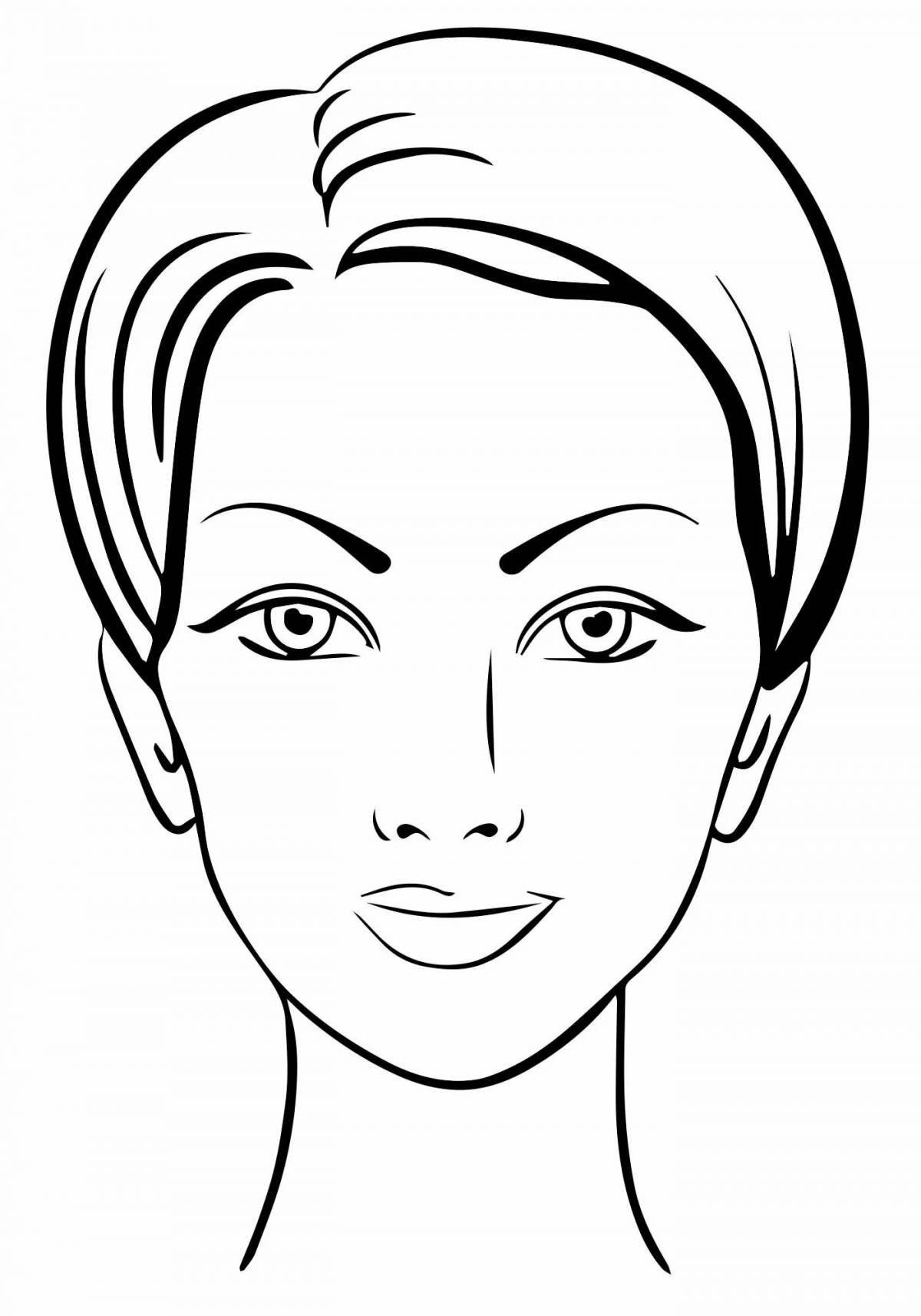 Colourful female face coloring book for kids
